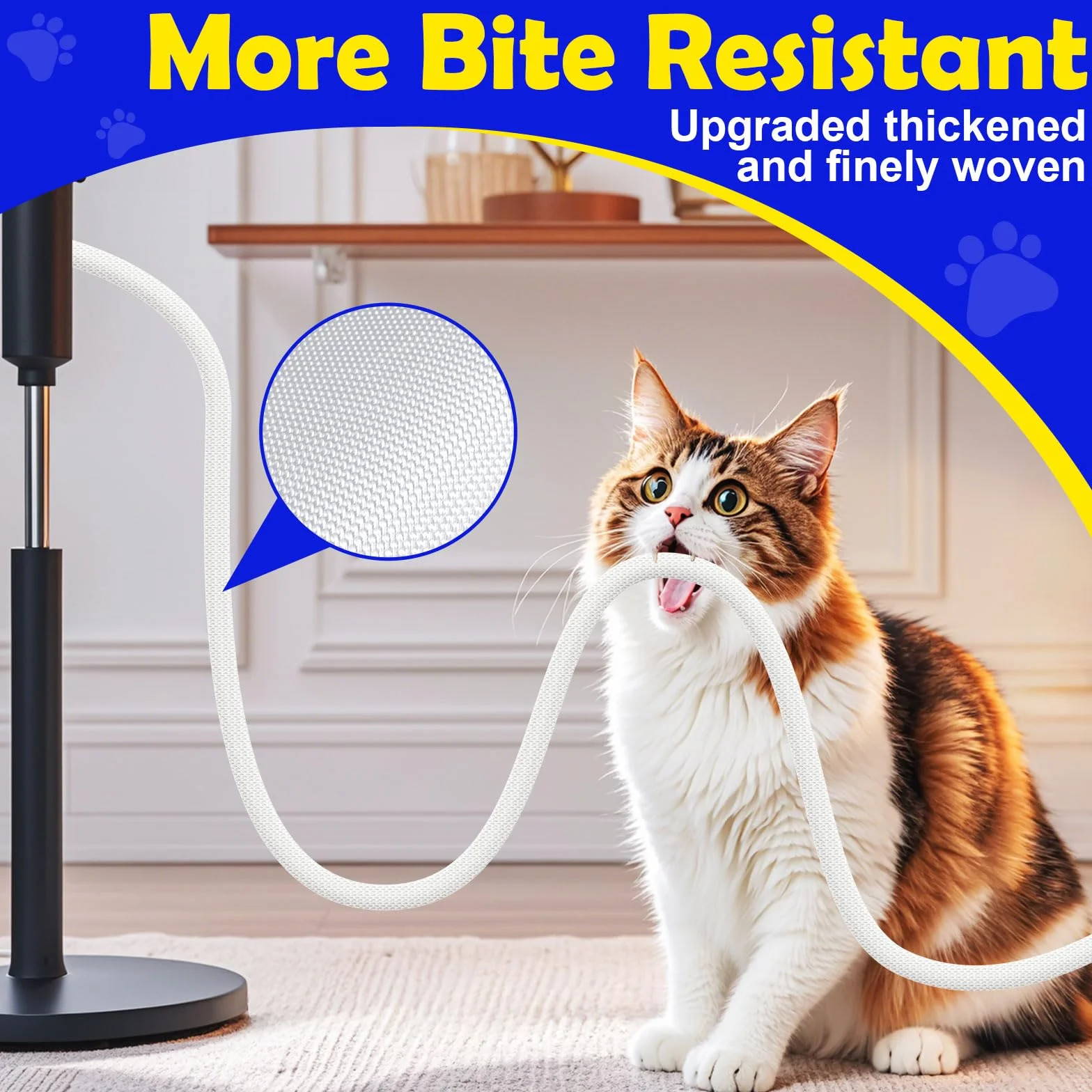 REFLYING Guaina Cavi Elettrici 3 metri-9,5mm, La Protezione Bianco per Cavi Impedisce ai Cani e ai Gatti di Masticare i Cavi, Guaina Espandibile Intrecciata per la Gestione dei Cavi con 8 Fascette