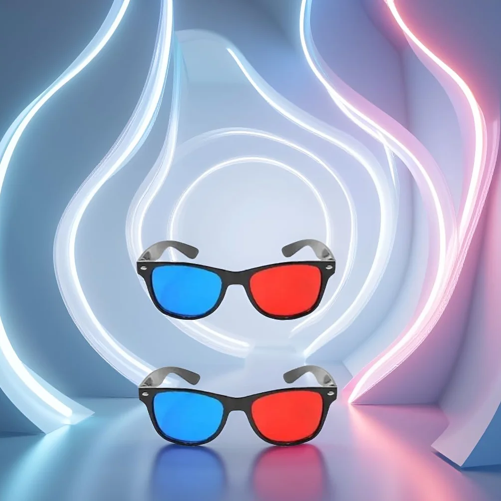 2 occhiali 3D universali rossi e blu per TV cinematografici, 3D, occhiali 3D, per videogiochi, per film 3D, occhiali 3D, design semplice e leggero, accessori per occhiali 3D
