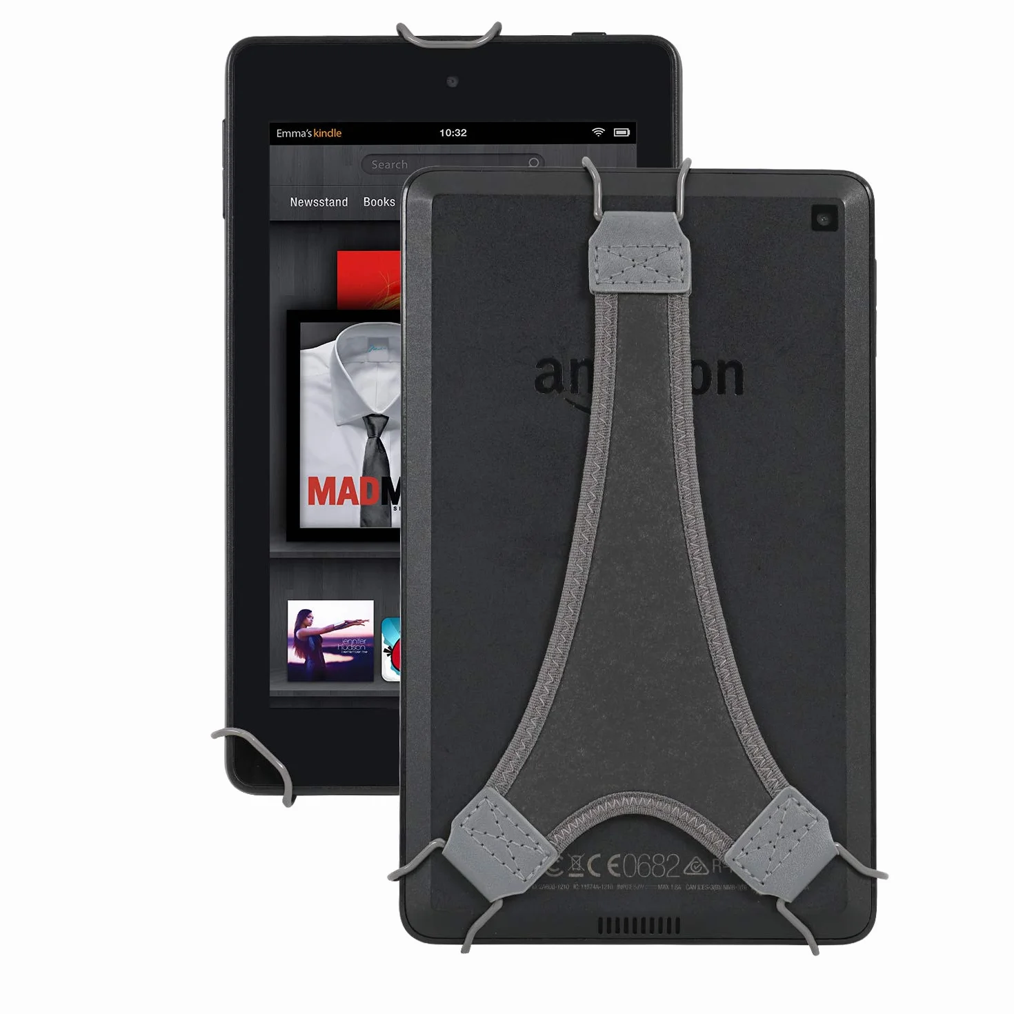 Supporto da polso con impugnatura per Kindle E-reader - Kindle e-reader 6" / Kindle Paperwhite/Kindle Voyage/Kindle Oasis/NOOK GlowLight Plus (grigio)