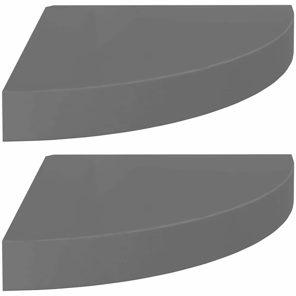 Set di 2 mensole da parete in MDF grigio lucido, 25 x 25 x 3,8 cm, piccole mensole per camera da letto, soggiorno, bagno, cucina, espositore per CD, elegante e funzionale
