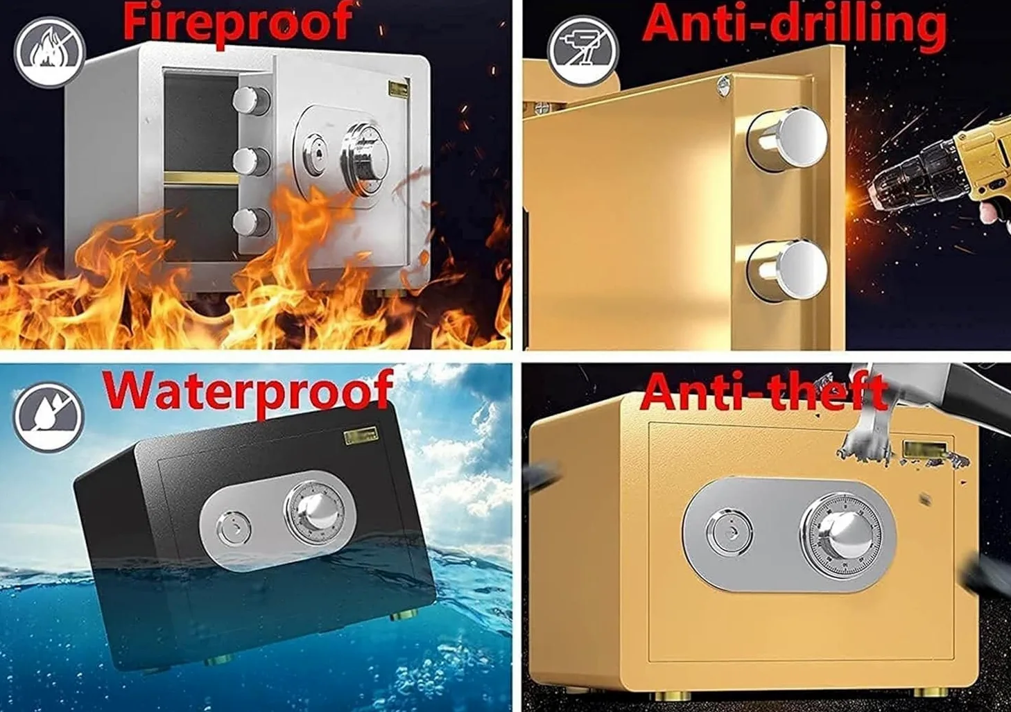 Serratura a combinazione di sicurezza digitale Governo Cassaforte Piccola per Home Office Hotel, Metal Steel Confidential Locker con la funzione di serratura a chiave