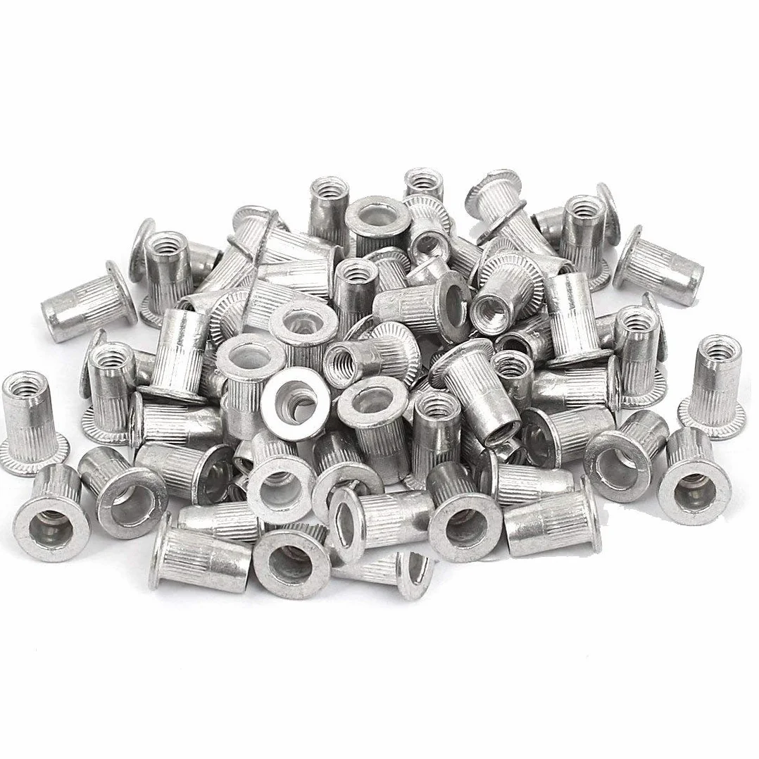 Set di 50 inserti filettati M4 in alluminio con foro 4 mm