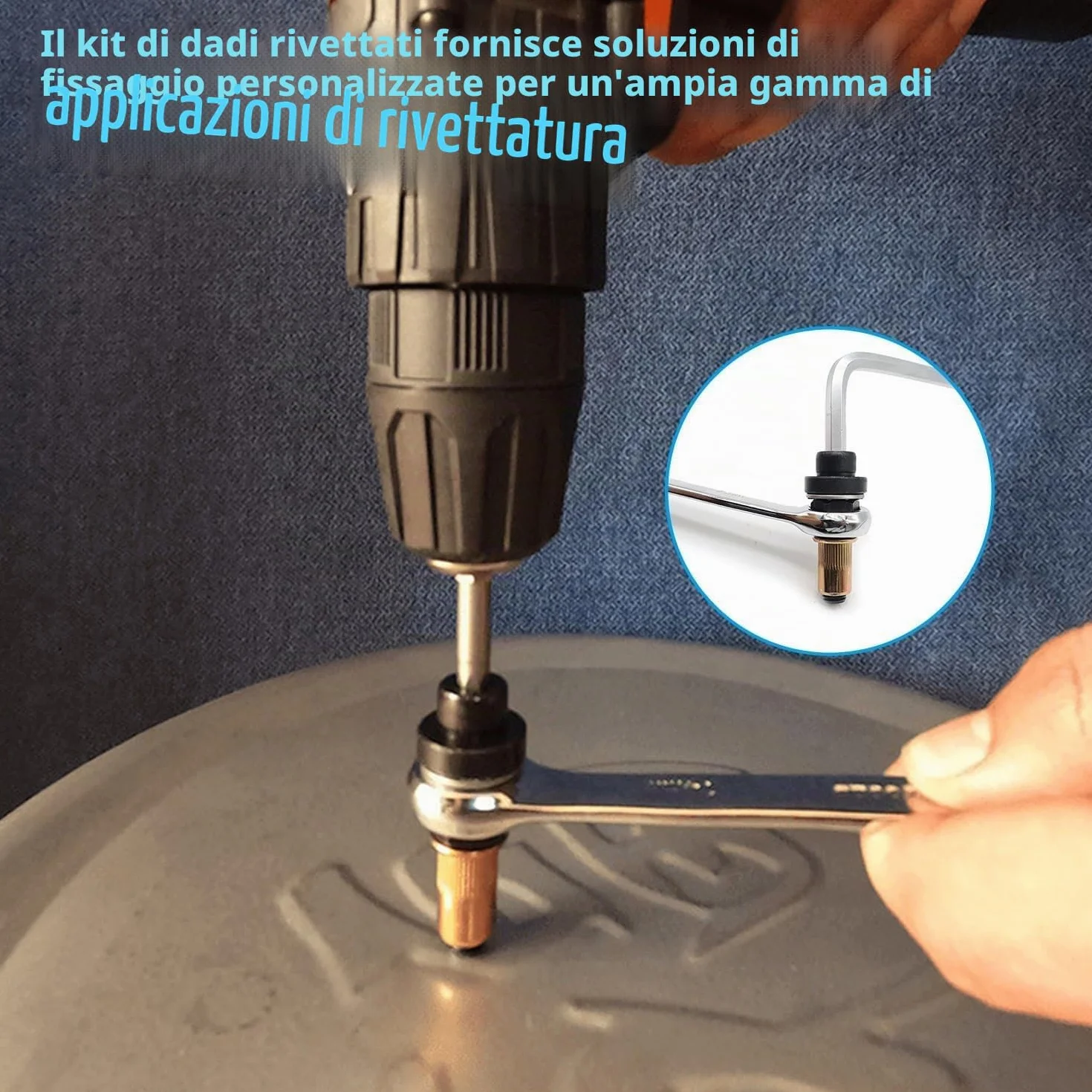Rivettatrici Manuali Set 186 Pezzi, Rivettatrice per Inserti Filettati M3-M10, Mandrino Trapano Metallo