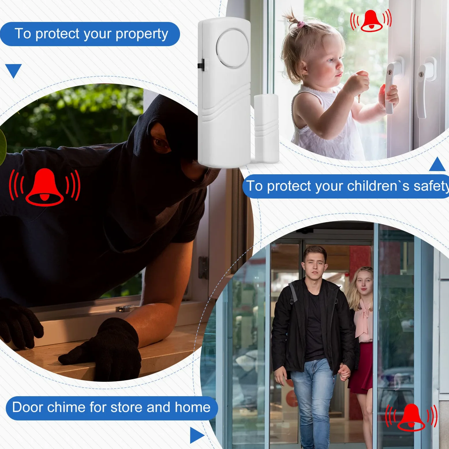 24 allarmi per porte e finestre per la sicurezza domestica allarme di sicurezza per porte e finestre sensori di allarme antifurto antifurto per la sicurezza dei bambini, casa, ufficio, garage,