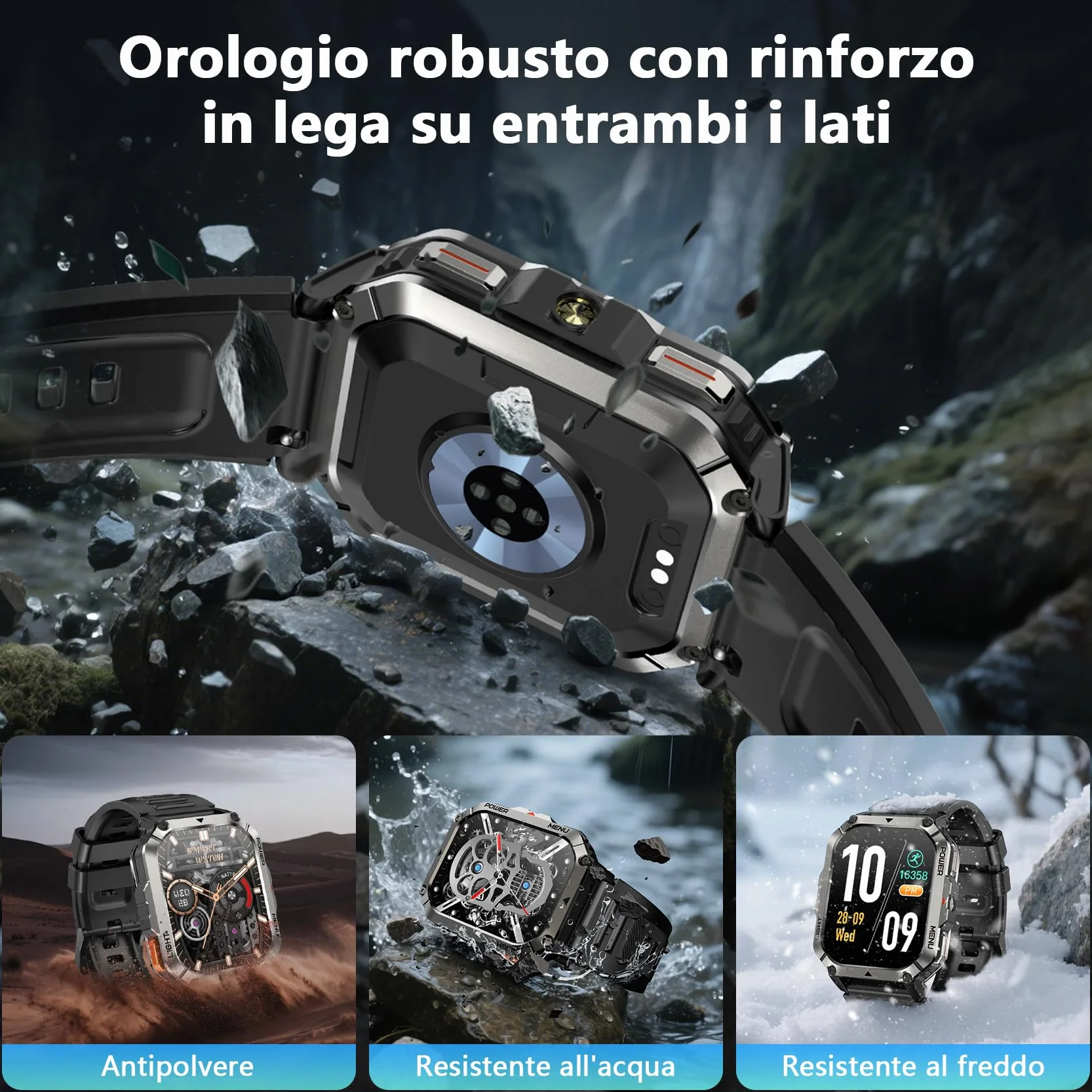 Blackview Smartwatch Uomo, Orologio Intelligente Fitness con Chiamate Bluetooth, 2.01" Militari Smart Watch Tracker 100+ Modalità Sportive/Cardiofrequenzimetro/SpO2/Torcia/Bussola per Android iOS