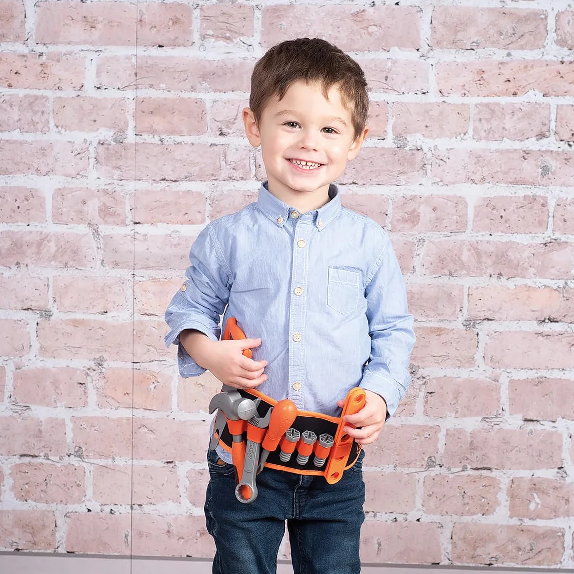 Smoby - Black+Decker - Cintura portautensili - Cinghia regolabile - 14 accessori - Sega, cacciavite, chiave combinata, metro a nastro, viti, righelli, dadi - Dai 3 anni