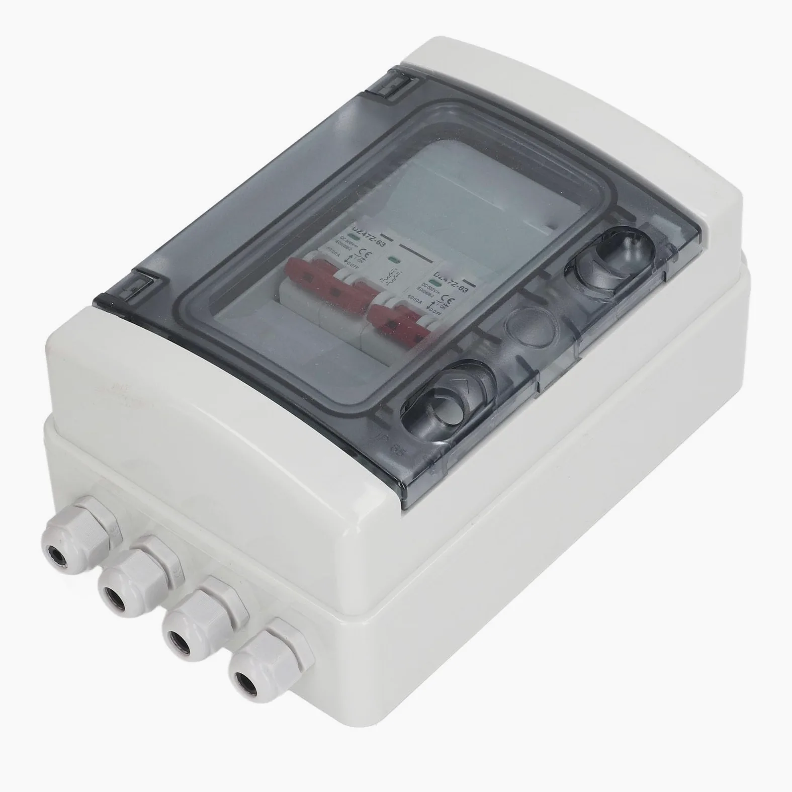 Ejoyous Scatola Interruttore Miniaturizzato CC, Sezionatore Solare Fotovoltaico Ignifugo per PC, 2 in 2 Uscite DC500V IP65 Impermeabile Resistente Ai Raggi UV per Inverter per Pannelli Solari RV