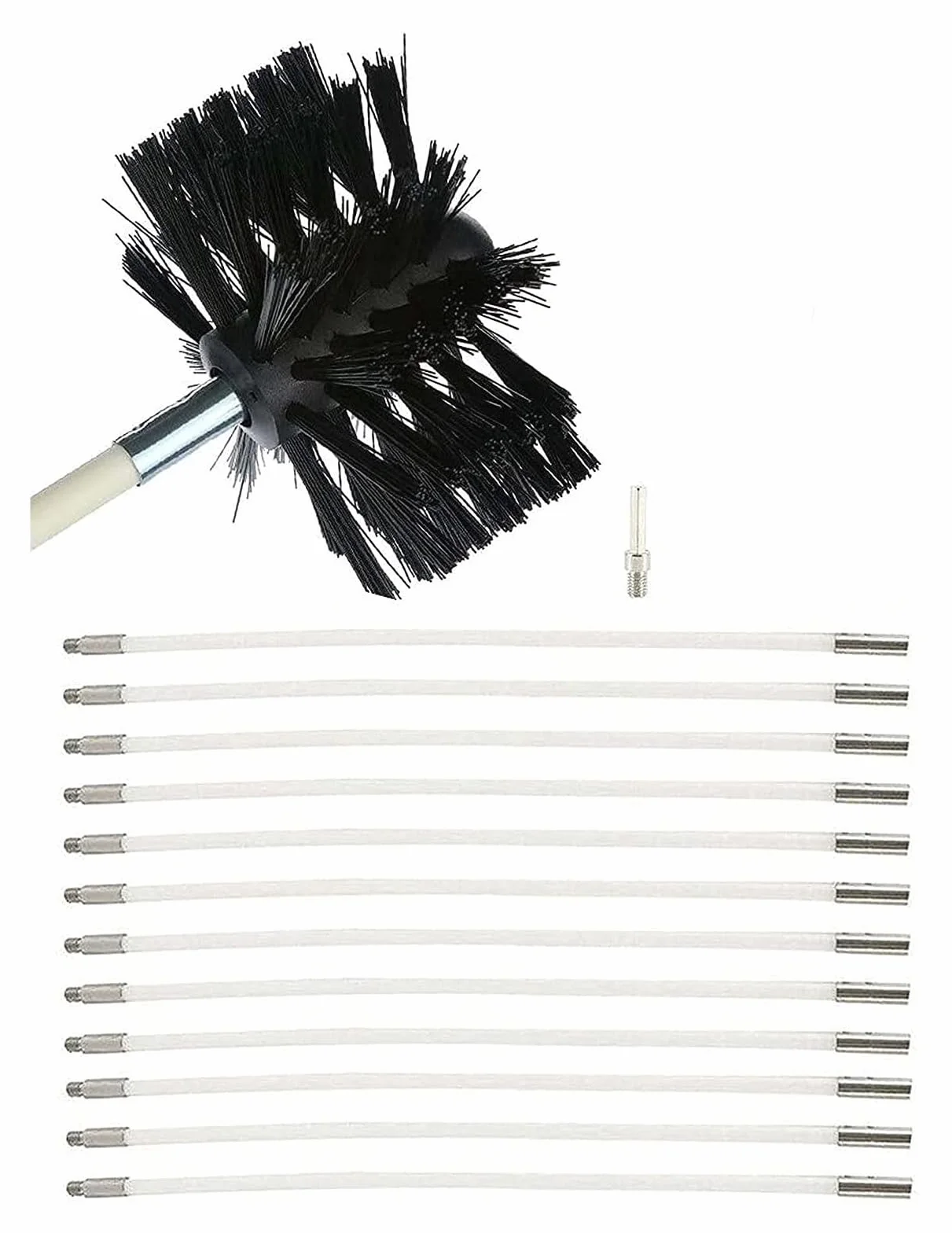 Set Spazzacamino, Aste E Spazzola, Mantengono La Canna Fumaria Pulita E Sicura(12 Rods,610mm)