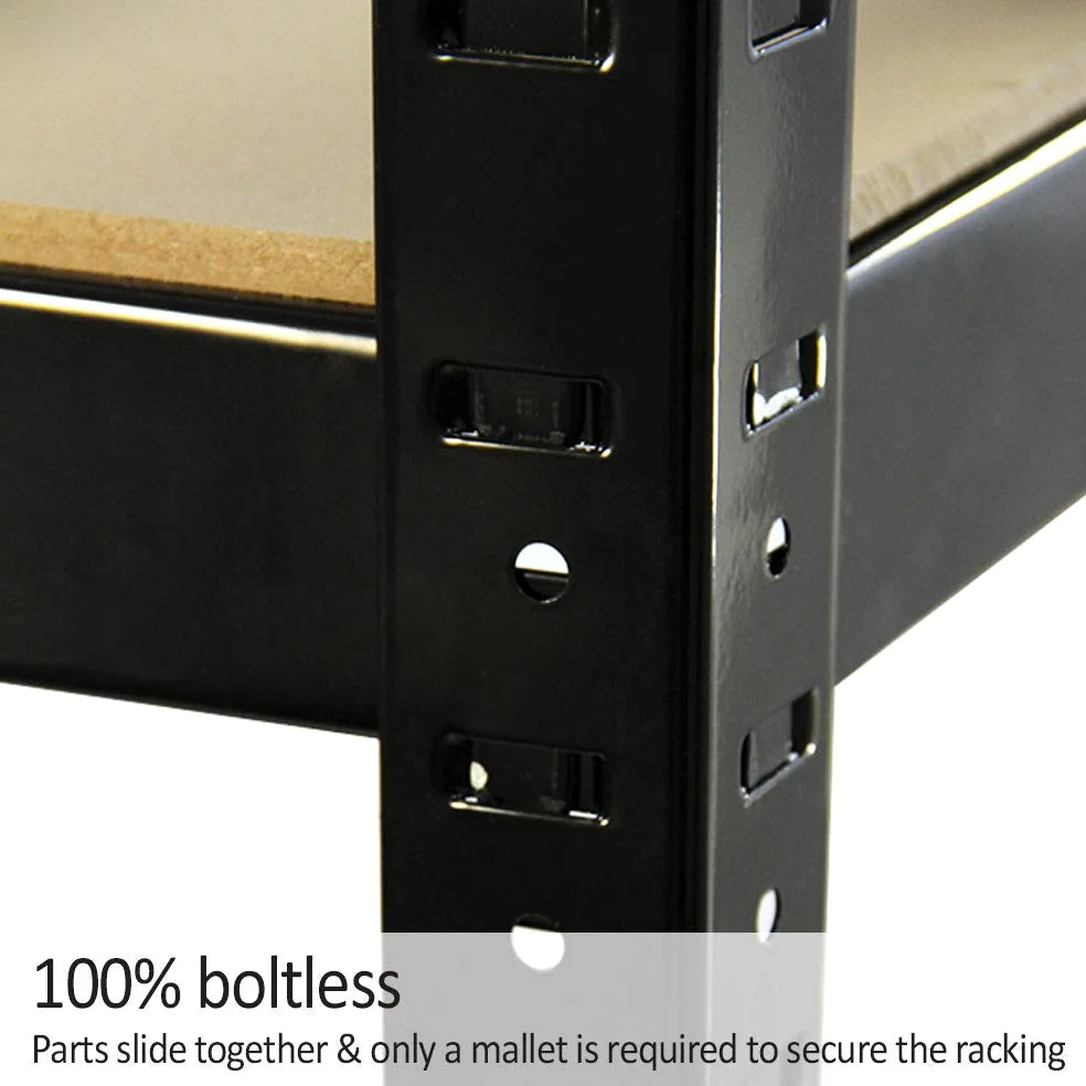 Scaffale regolabile a 5 ripiani in metallo resistente, 180 x 90 x 40 cm, scaffale nero per casa e garage, design durevole e robusto