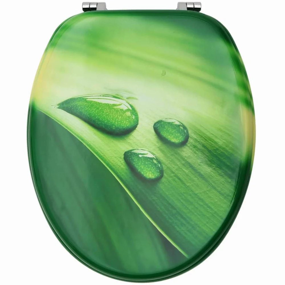 Set di 2 sedili anteriori WC con coperchi in MDF verde gocce d'acqua 02_0002975