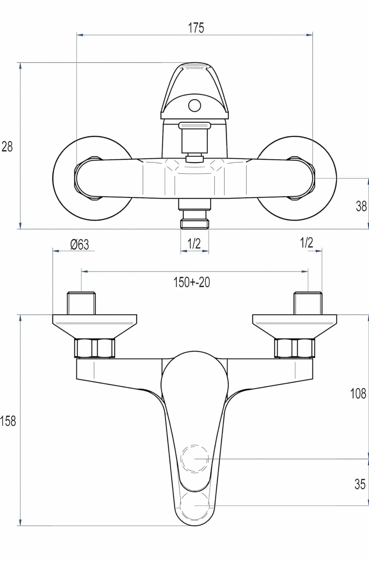 Bdit ACCESORI Rubinetto per vasca da bagno Rubinetto a parete Rubinetto Miscelatore per vasca da bagno cromato
