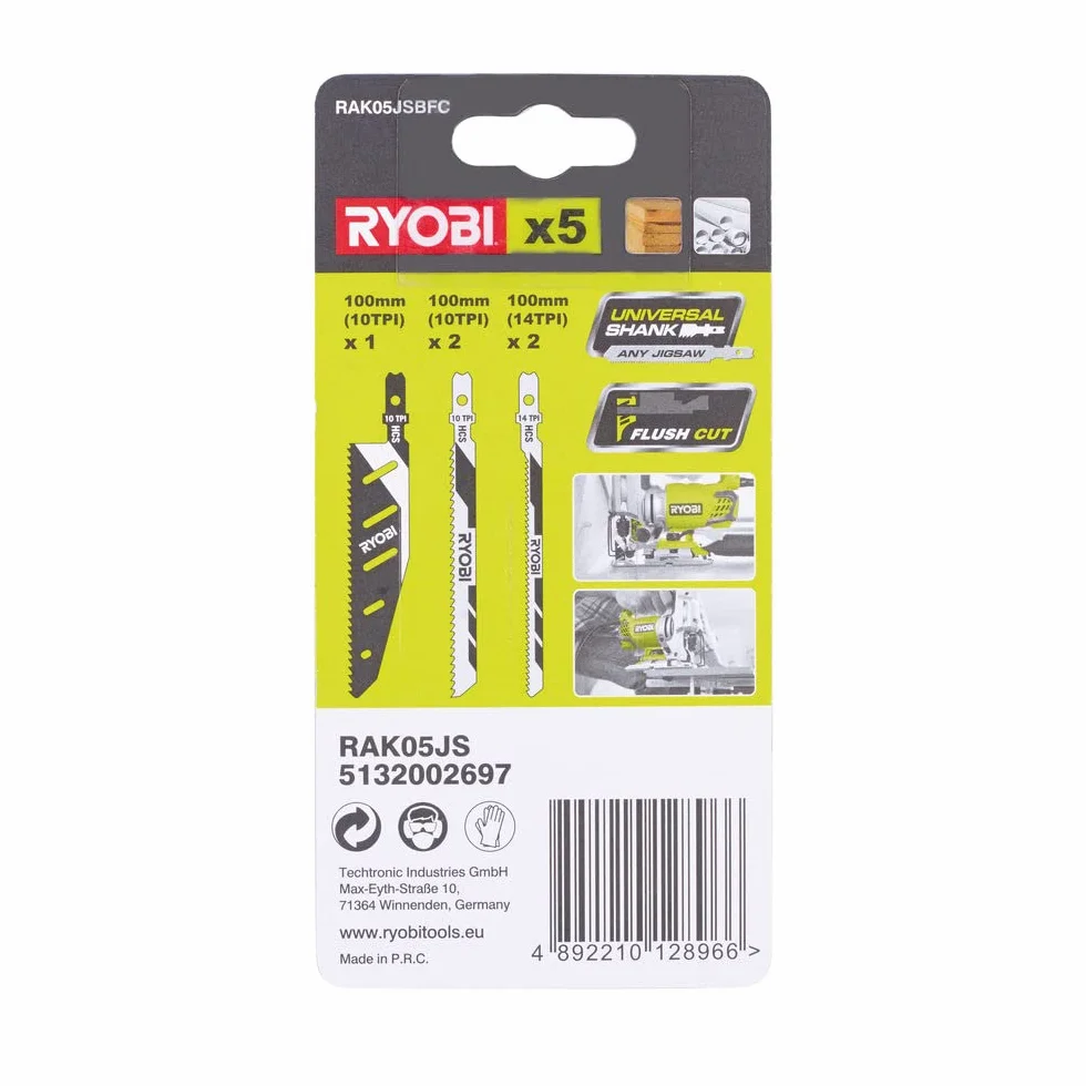 RYOBI, Lame Speciali per Seghetto alternativo Flushcut, Confezione da 5