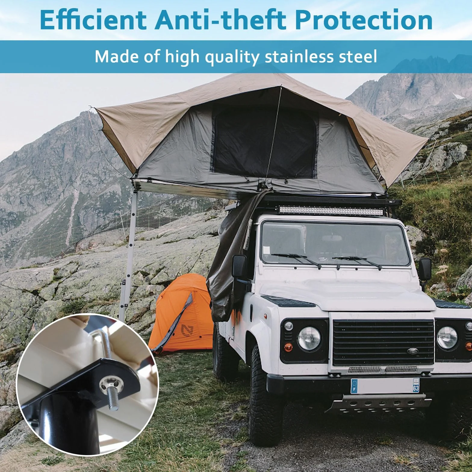 Set di 4 dadi antifurto M8 a 4 fori in acciaio inox per tenda portabici impianto solare