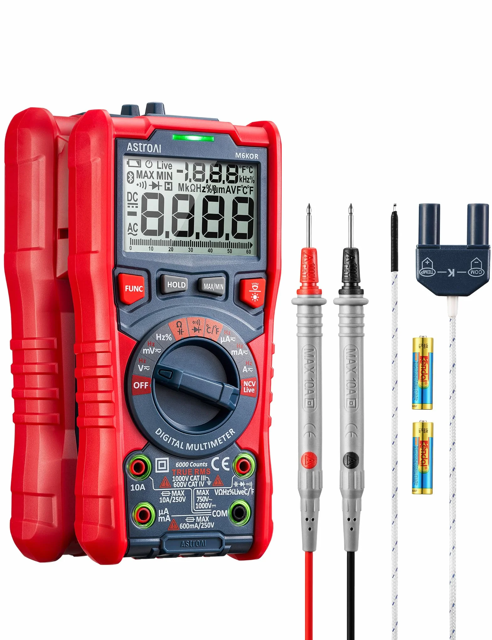 AstroAI Multimetro digitale Multimetri TRMS Manuali e Telemetria Automatica NCV (6000) | Voltmetro, Polimetro, Tester per Corrente AC/DC, Tensione AC/DC, Resistenza, Frequenza, Capacità, Continuità, Test Diodi