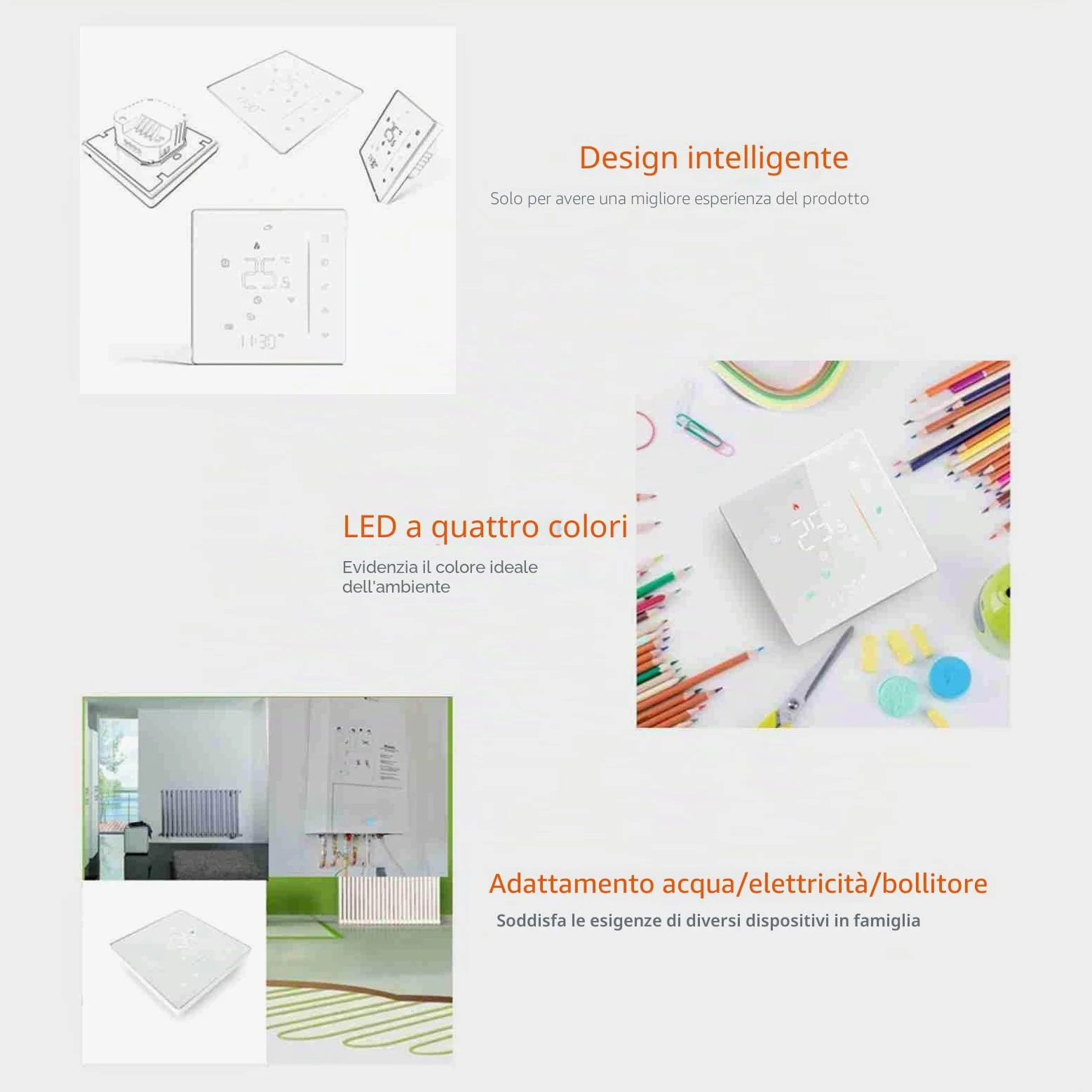 Kavolet Termostato WiFi, termostato ambiente 5A, programmabile settimanalmente, supporta Touch Control/Mobile APP/controllo vocale, compatibile con Alexa/ Home, per riscaldamento elettrico a
