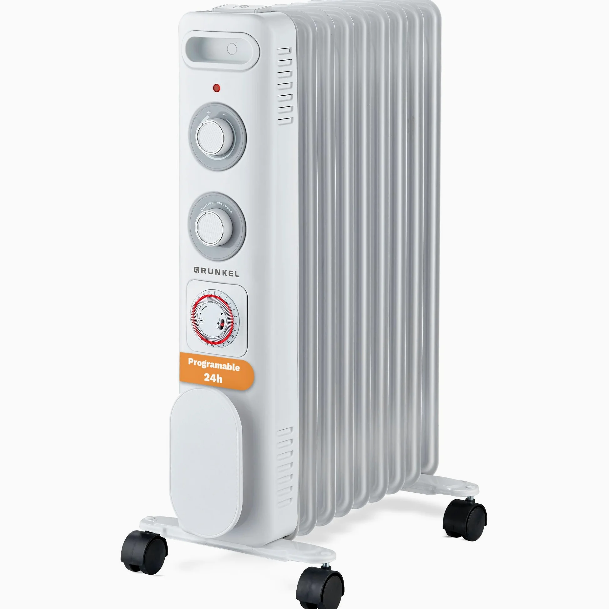 GRUNKEL RD-2000S Radiatore ad olio, 2000 W-2500 W, 9 elementi, 3 livelli di potenza, timer 24 ore, termostato regolabile, ruote multidirezionali