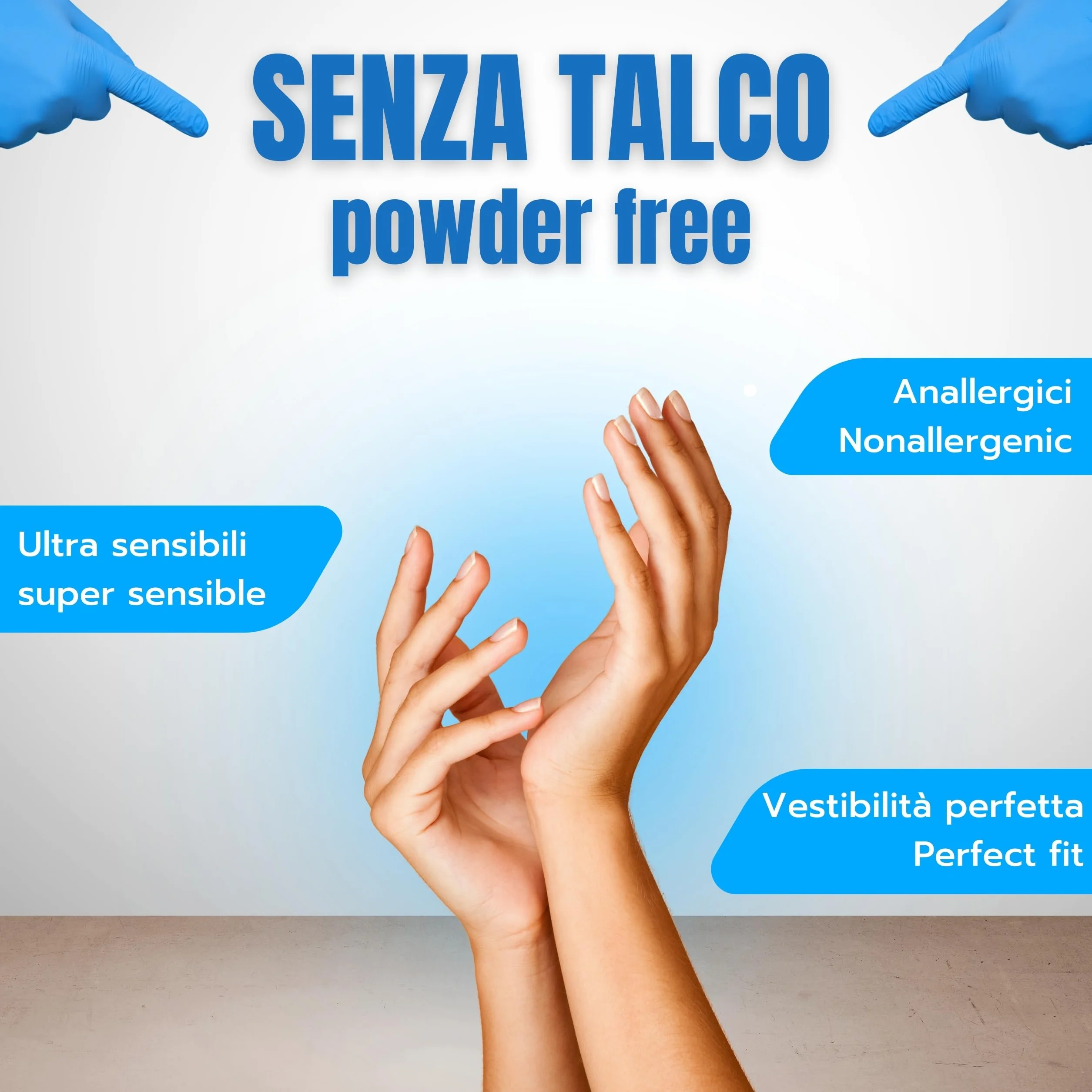 Bottari Guanti in Nitrile Monouso Blu, Senza Talco, Confezione da 100 Pezzi, Taglia XL, Anallergici, Resistenti