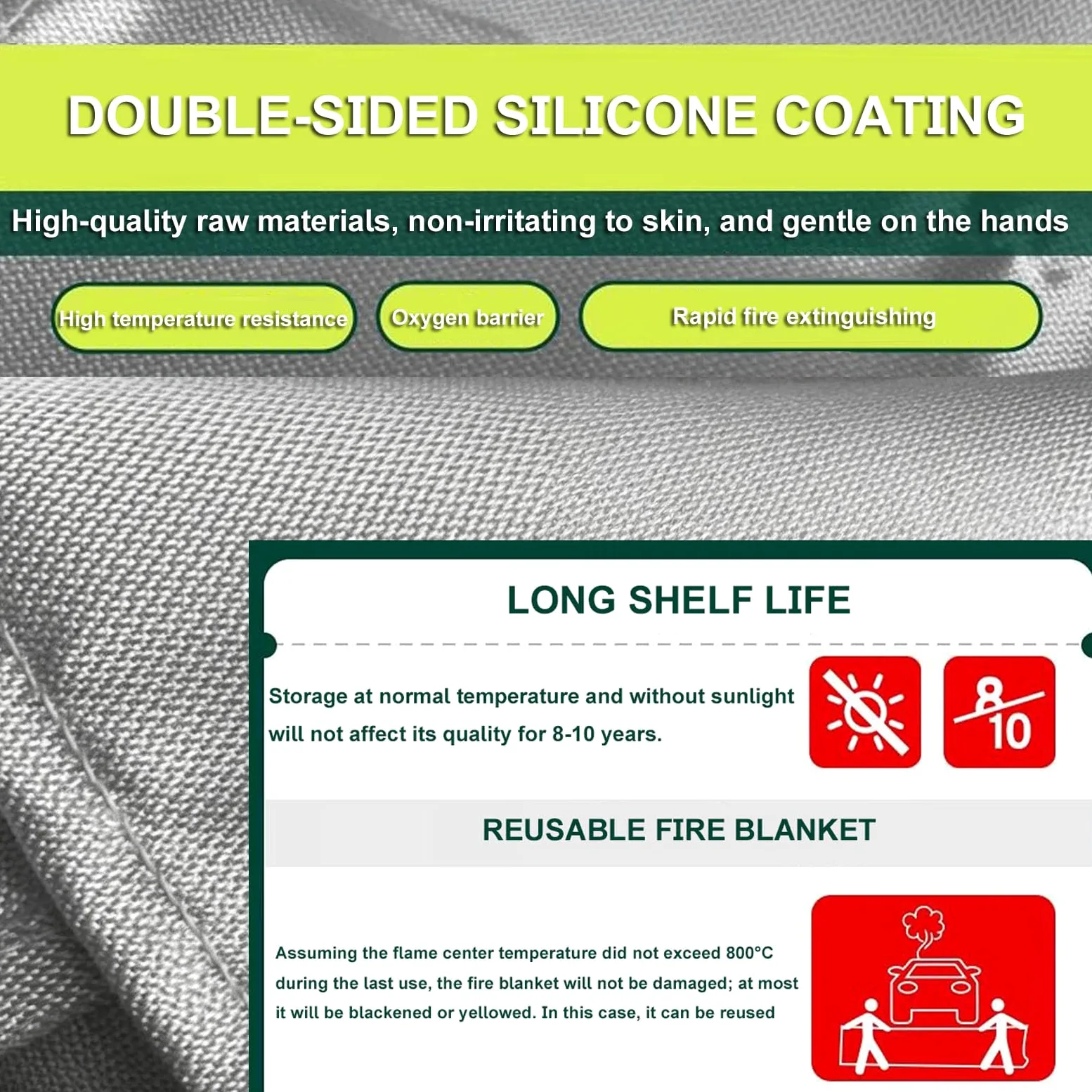 Coperte antincendio di Emergenza per Veicoli a Nuova energia, autocarri | Copertura in fibra di vetro rivestita in silicone,Coperte antincendio resistenti al calore di sopravvivenza e sicurezza