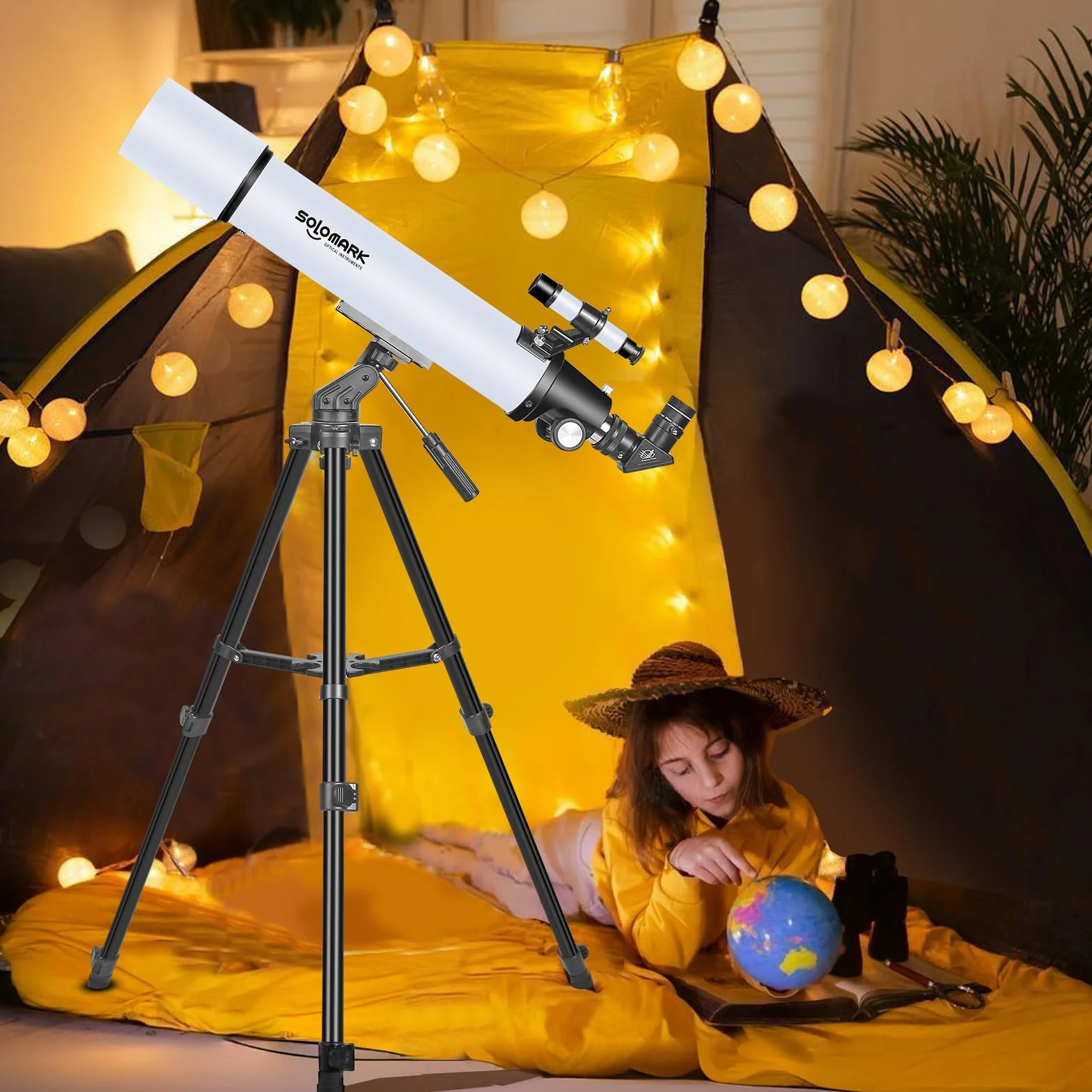 Telescopio per adulti ad alta potenza, apertura 80 mm, telescopio rifrattore professionale da 900 mm per adulti e principianti, compatto e portatile con borsa da trasporto e adattatore per telefono