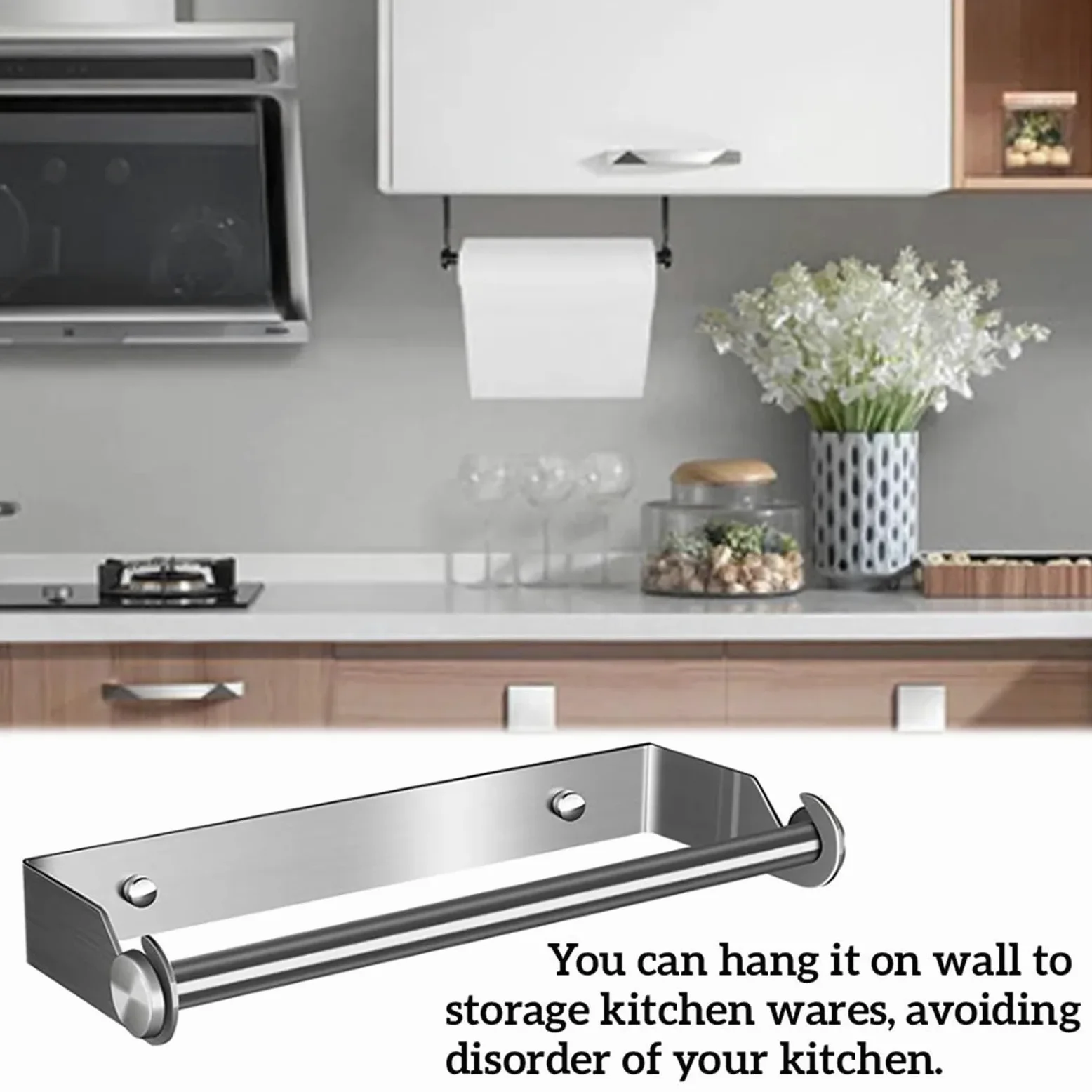CMBSSTFC Porta Carta igienica in Acciaio Inox, portarotolo da Cucina, portarotolo da Parete e Scatola per fazzoletti in ABS, per Bagno e Cucina (Argento)