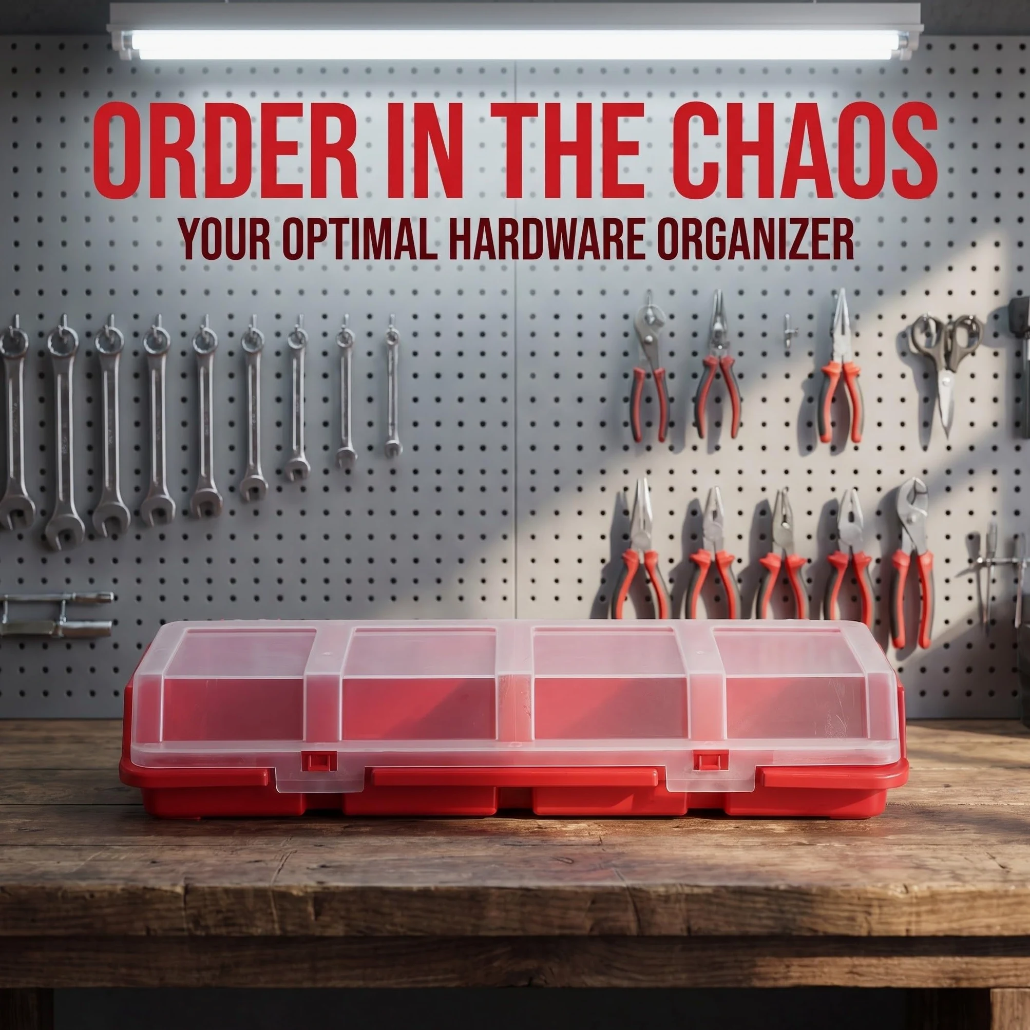 Set di 4 organizer per piccoli componenti - Valigetta portatile per riporre ferramenta con 4 divisori, coperchio trasparente e cassetta degli attrezzi per viti, bulloni, chiodi, elementi di