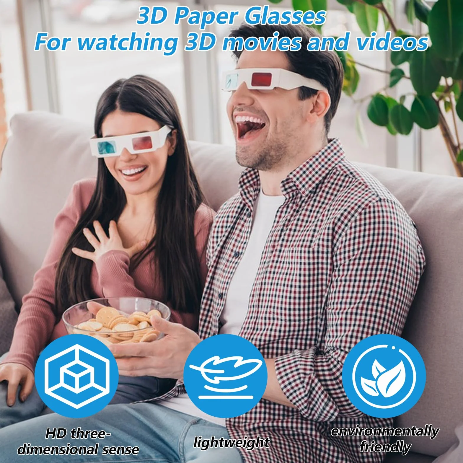 40 paia di occhiali 3D, in carta 3D, lenti rosse e blu, stereo, per viaggi, film 3D, decorazioni