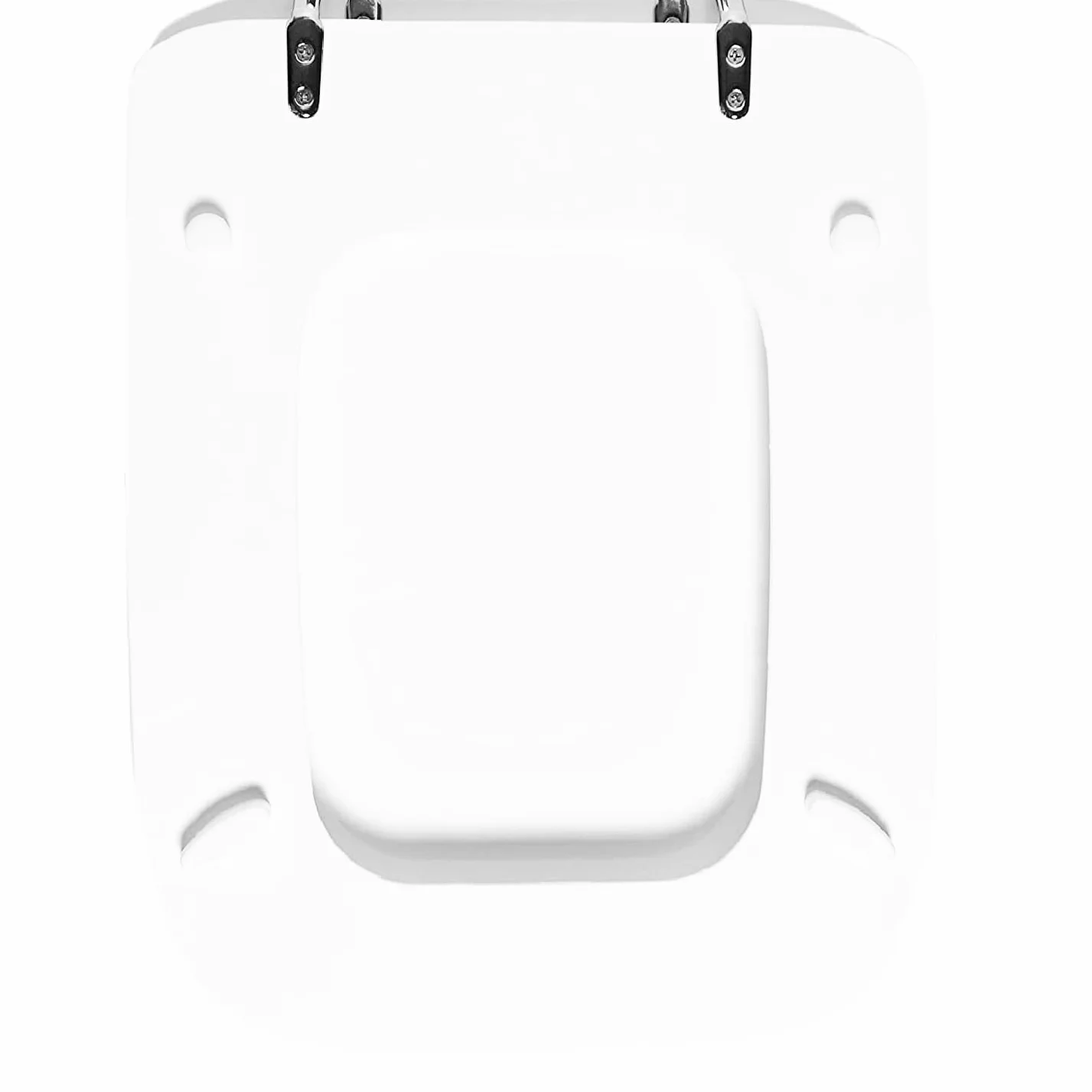 BM 7016 Copriwater Sedile Tavoletta WC Coperchio Toilet Seat Bagno in Legno MDF Bianco Quadrato Rettangolare, Misura Standard Fissaggio dal Basso Cerniere Incluse