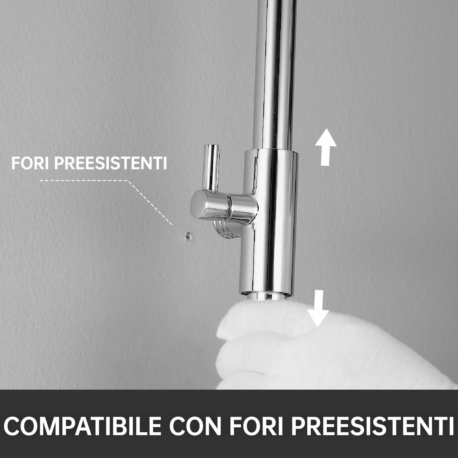 Auralum Colonna Doccia con Miscelatore Doccia Esterno, Saliscendi Doccia con Soffione Doccia Quadrato 25cmx25cm, Asta Doccia con Soffione e Doccetta, Saliscendi Doccia Altezza Regolabile 93-130cm
