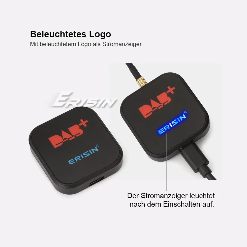 Erisin DAB Plus Ricevitore Radio Digitale Tuner Box con amplificatore MCX Antenna DAB per Android 8/9/10/11/12/13 o superiore autoradio Porta USB