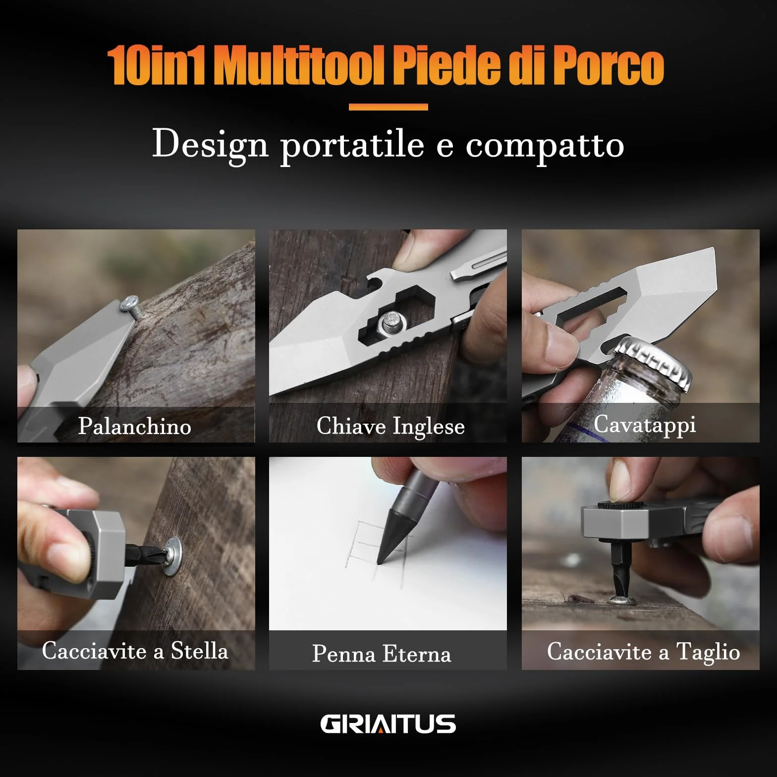 Edc Pry Bar 10In1 Multitool Idee Regalo Uomo Donna Regali Natale con Cacciavite a Cricchetto Bidirezionale E Penna Eterna, Chiavi, Piede Di Porco, Apribottiglie
