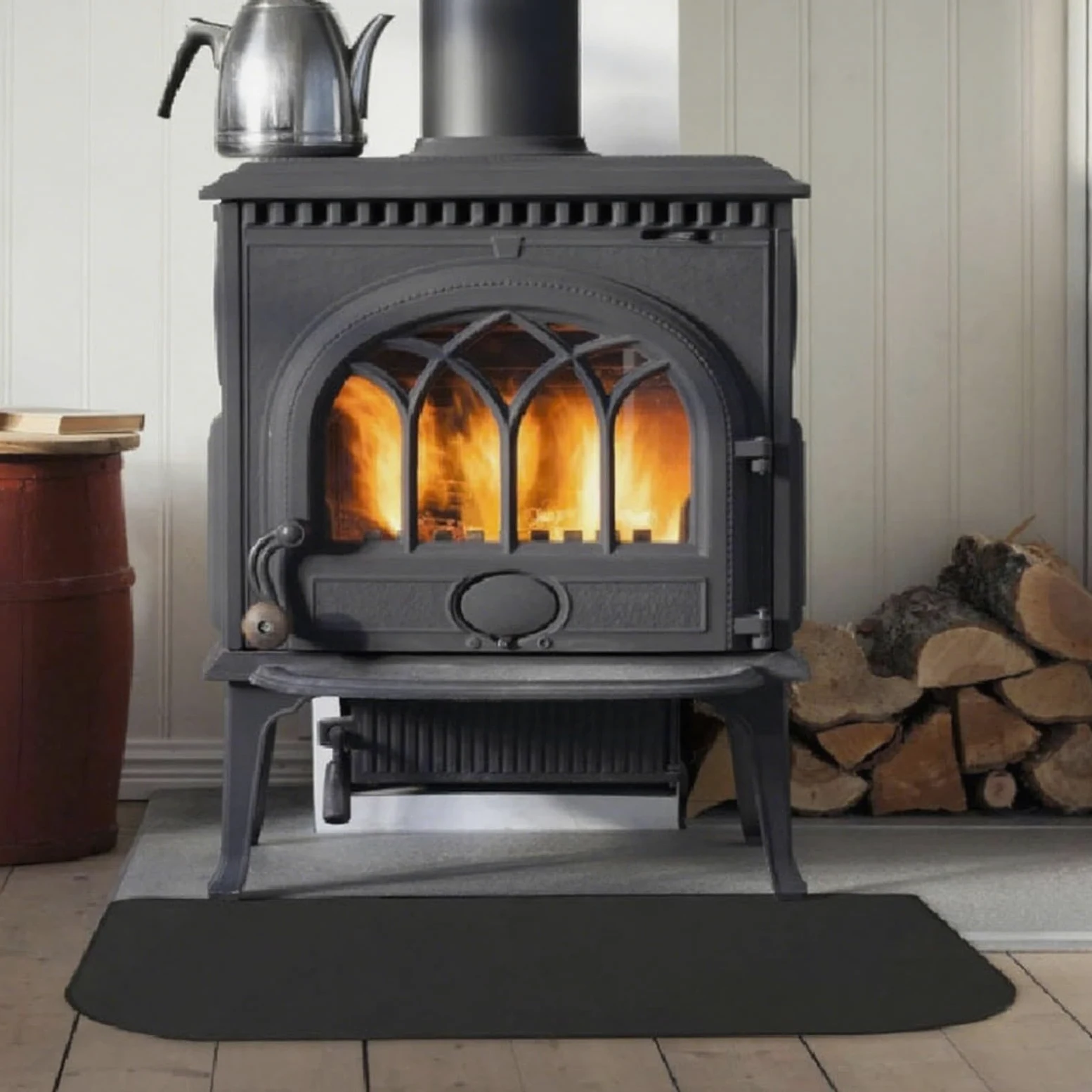 Tappeto per caminetto a semicerchio, in silicone, isolante ignifugo, per stufe, braciere e barbecue (152 x 70 cm)
