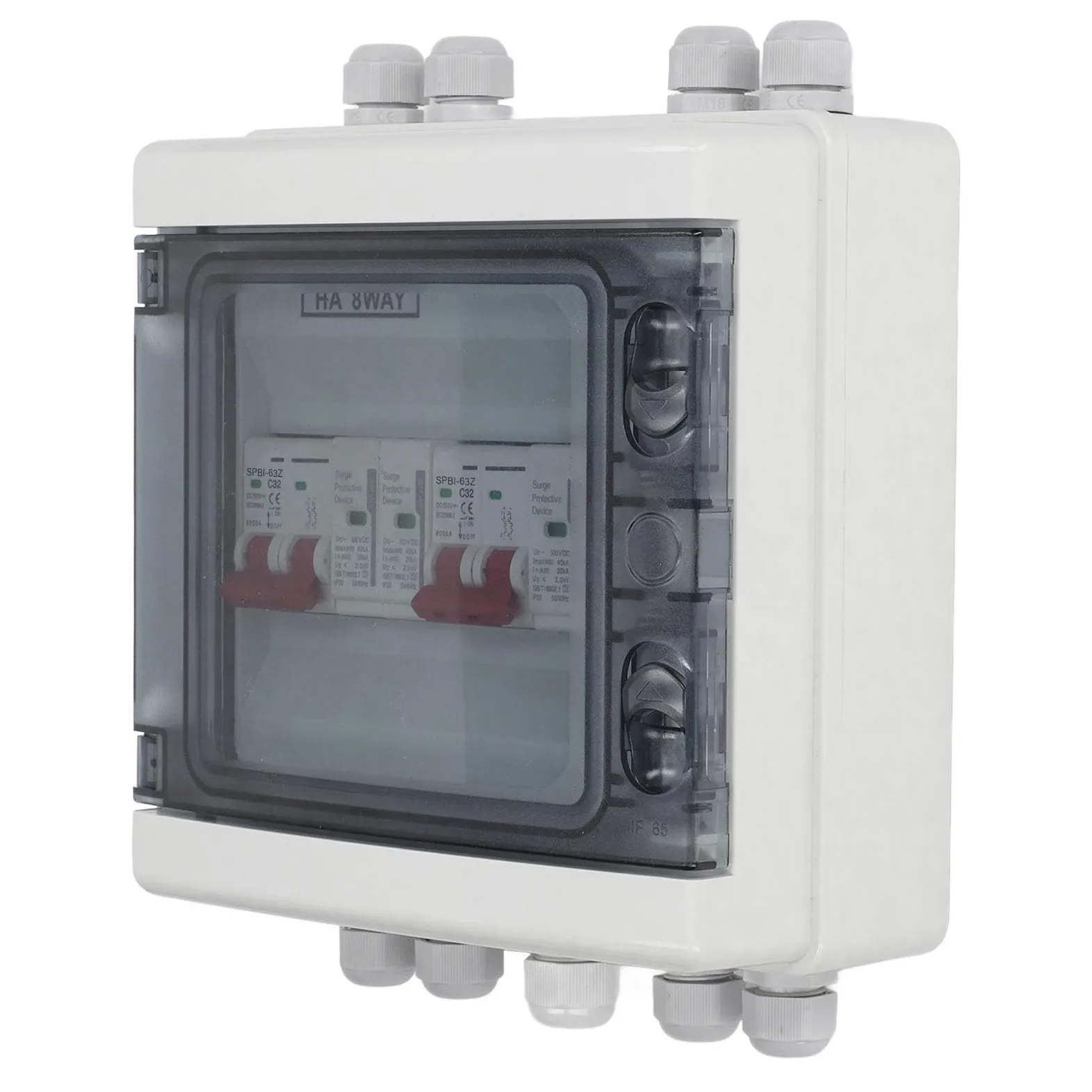 AUNMAS Sezionatore Solare DC500V Scatola Combinata Fotovoltaica 32A 2 in 2 Out IP65 Resistente All'acqua con Interruttore Automatico di Protezione da Sovratensione per di Griglia