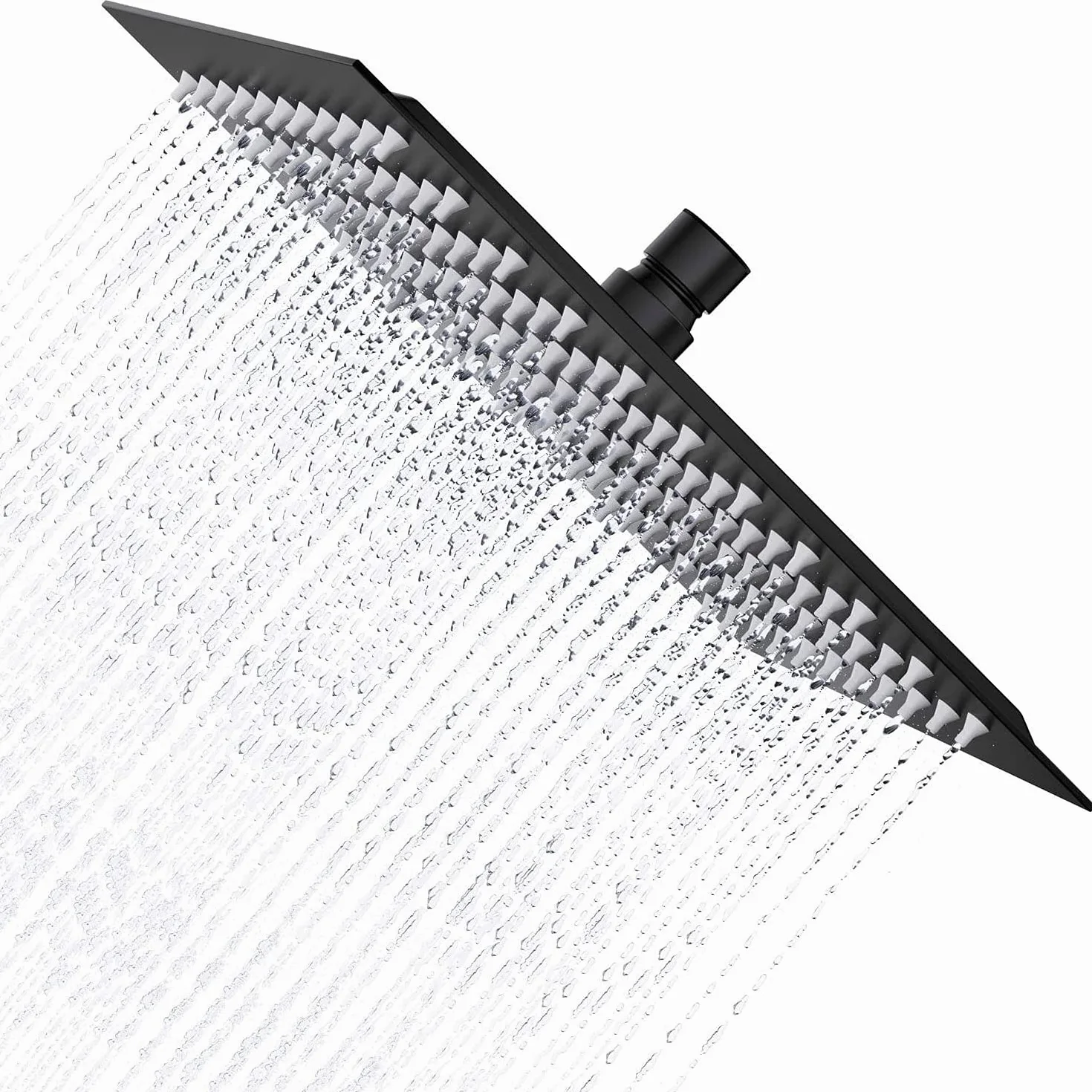 Drenky Soffione Doccia Quadrato 12 Pollici in Acciaio Inossidabile Nero - Alta Pressione, Cascata, Regolabile a 360 Gradi, Anticalcare
