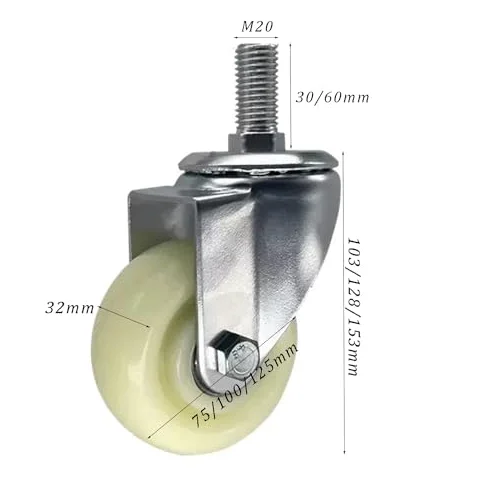 per carichi Pesanti di bloccaggio Ruote per carrelli Set da 4, Industriale Ruote girevoli con M20 Perno filettato, Antiscivolo Design per Banco da Lavoro