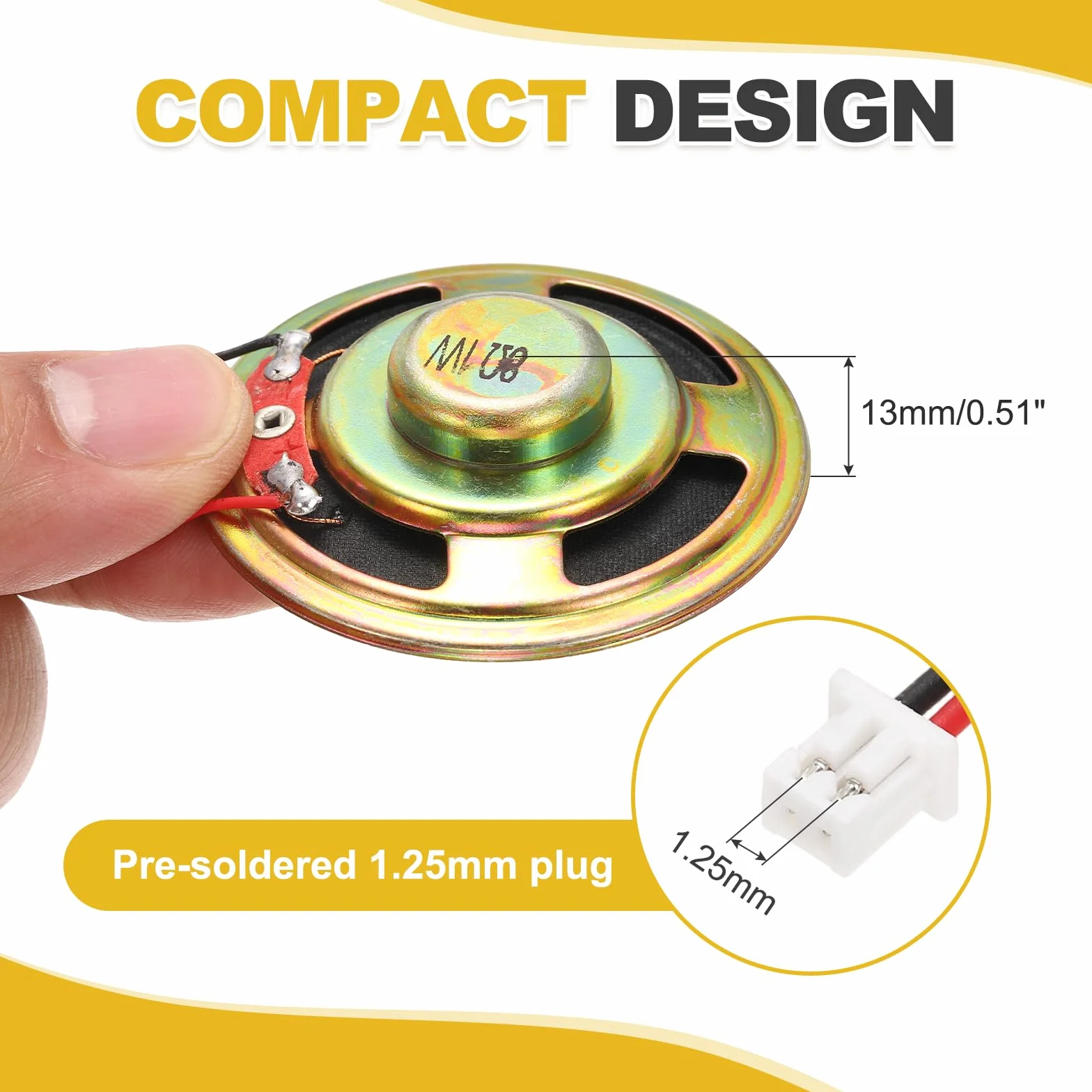 QUARKZMAN 2 Pezzi Altoparlante Piccolo 8 Ohm, 1W 57mm Diametro Guscio Metallico Rotondo Magnete Mini Altoparlante Con Filo Terminale 100mm Micro Interno Per DVD, EVD, Mini Impianto
