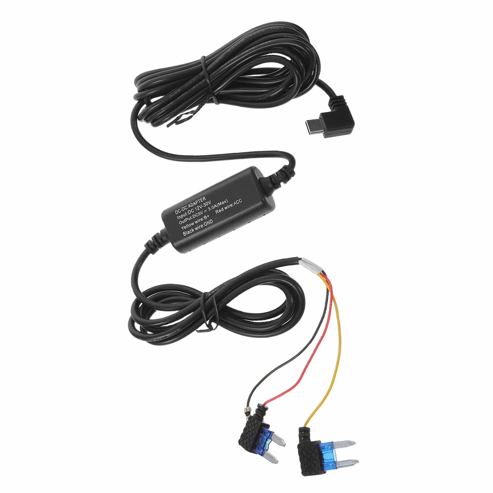 Kit Cablaggio per Dashcam Usb-c a 3 Core, Cavo di Alimentazione Acc per Auto Controllo Automatico, Compatibile Telecamera da Cruscotto, Alimentazione Stabile per Uso in Viaggio
