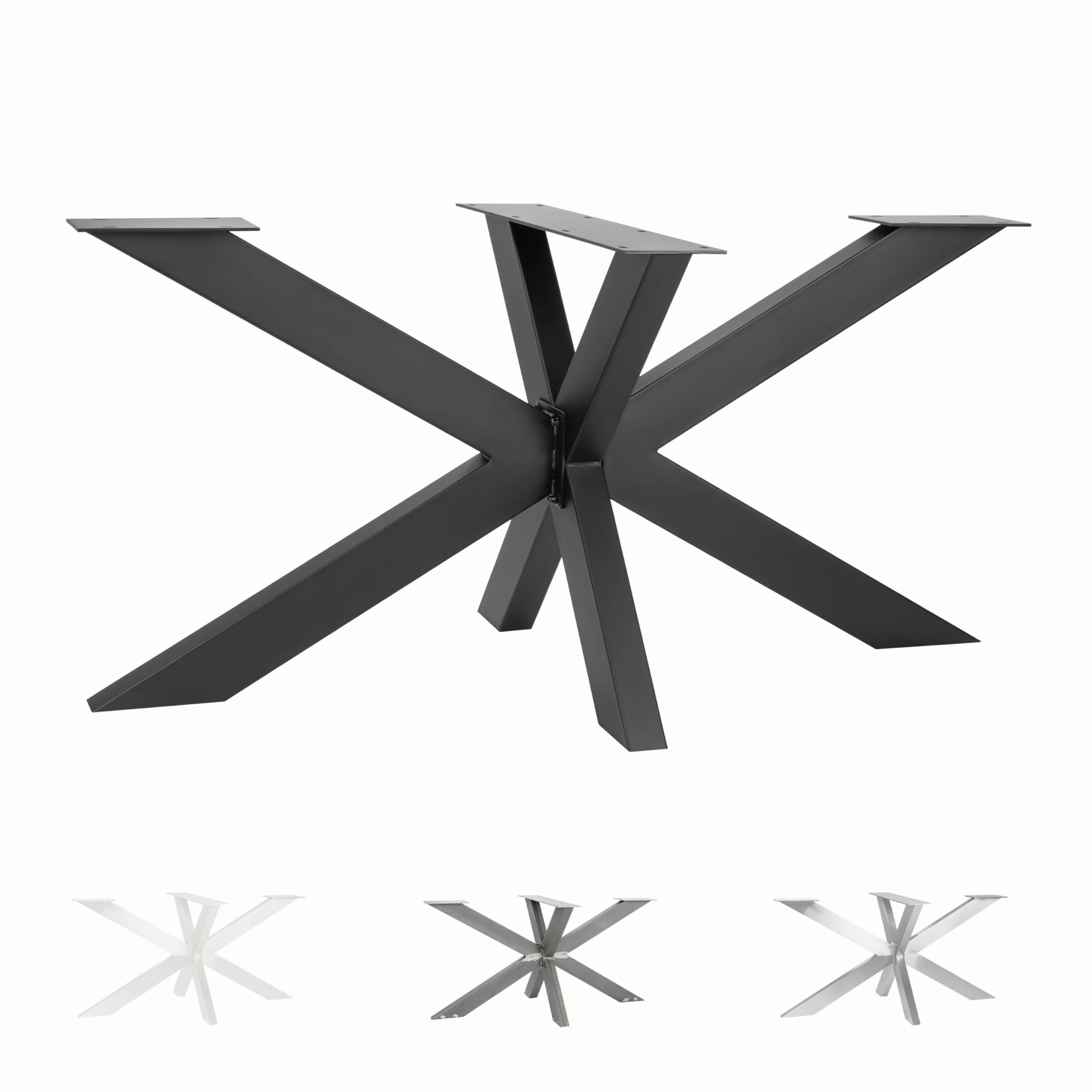 Natural Goods Berlin 1x Gambe per Tavolo SPIDER | Gambe Tavolo in Metallo Nero | Montaggio Semplice | Piedi per Mobili, come Tavolino, Scrivania e Tavoli da Pranzo | Piedi per Tavolo 71x68x120cm