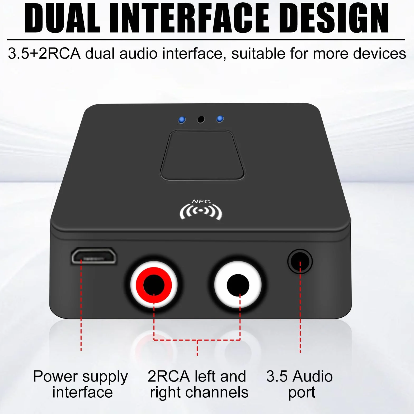 Ricevitore Bluetooth 5.0 NFC, Adattatore Audio Wireless HiFi per Impianto Stereo Con Jack AUX RCA da 3,5 mm per Prodotti Digitali Con Funzione NFC