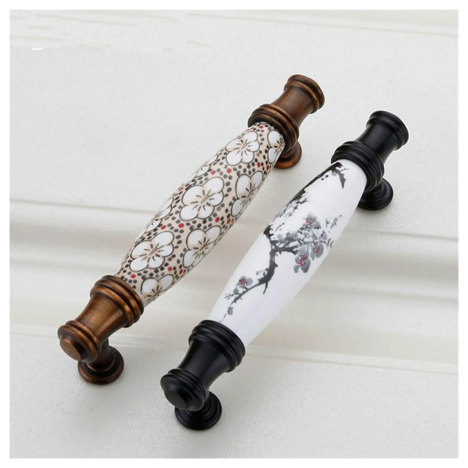 Generico Pomelli decorativi per cassetti in ceramica a forma di fiore, 10 pezzi, per guardaroba e mobili(Style 2)