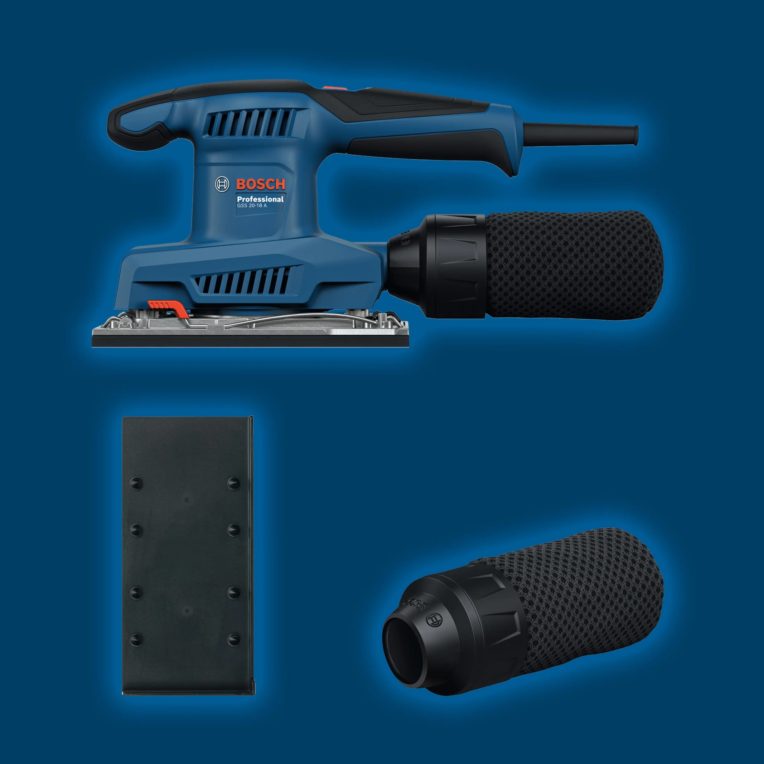 Bosch Professional Levigatrice orbitale a filo GSS 20-18 A (incl. sacchetto raccoglipolvere, piastra perforata)