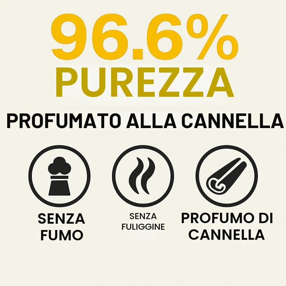 GiDeli bioetanolo 6 x 5 l con profumo di cannella 96,6% etanolo per camini interni ed esterni, senza fumo e fuliggine, da mais e barbabietola da zucchero