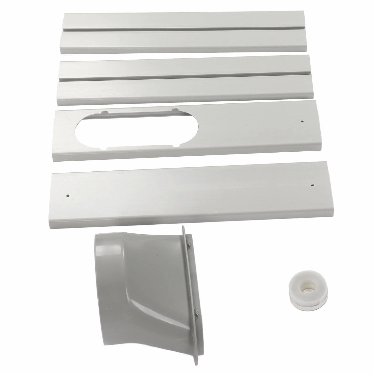 Kit Finestra per Condizionatore Portatile Regolabile 43-140cm con Adattatore 130mm PVC Include 4 Deflettori Viti e Striscia Fissa