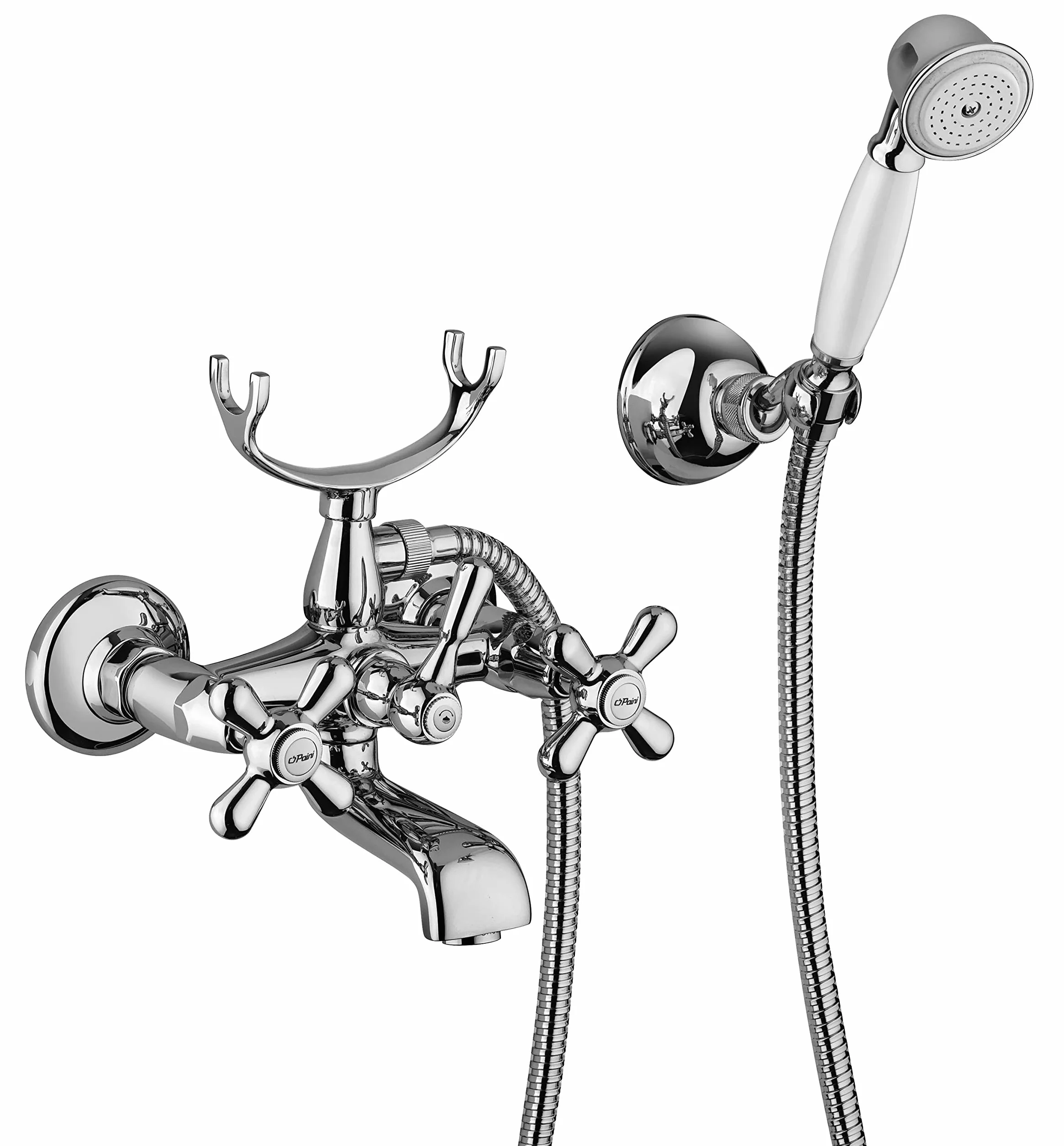 Paini - LIBERTY 105 Gruppo Vasca esterno con doccia Duplex e maniglie a Croce, Bagno, Cromato, Design Liberty, interamente prodotto e lavorato in Italia
