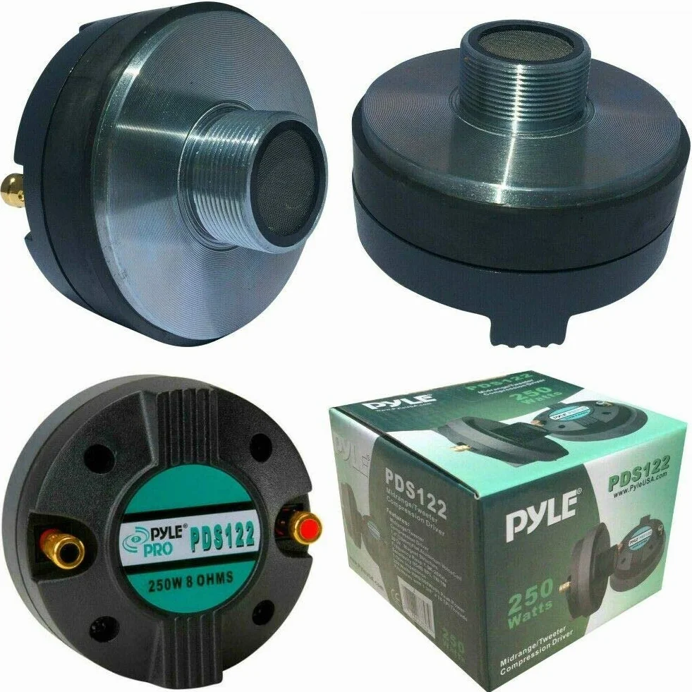 1 PYLE PDS122 driver a compressione tweeter 125 watt rms 250 watt max filettatura da 1" 2,50 cm per trombe dj casa feste cassa impedenza 8 ohm 95 db bobina 35 mm, 1 pezzo