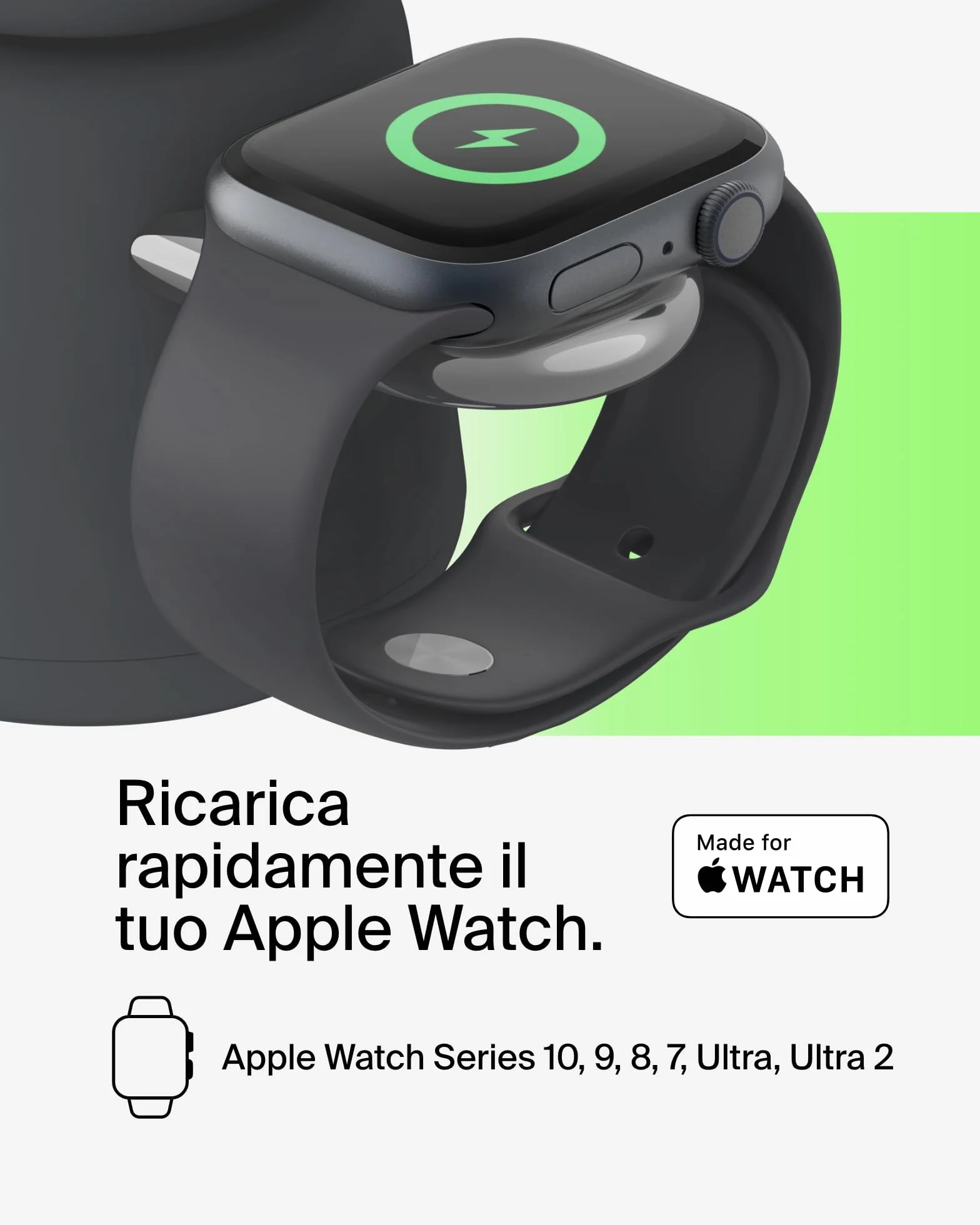 Belkin BoostCharge Caricabatteria wireless 2 in 1 con Qi2 da 15 W, caricatore MagSafe per iPhone 16, 15, 14, 13, 12, Apple Watch, AirPods e altri dispositivi Qi2, alimentatore incluso, Carbone