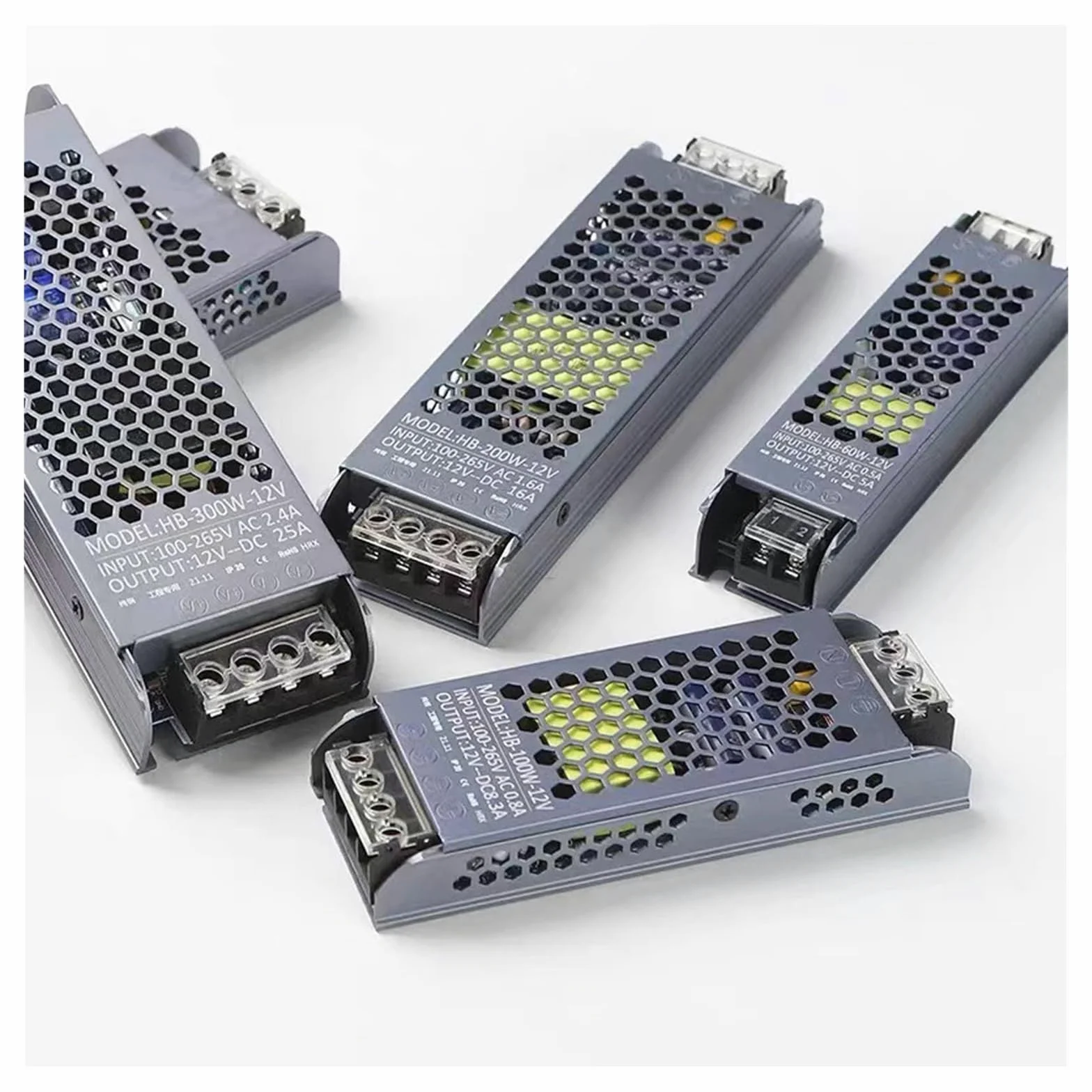 1PCS Trasformatore Ultra Sottile da 220V a 12V 24V Alimentatore Switching 12 24 V Tensione 60W 100W 200W 300W 400W A/D for Striscia Luminosa a LED(300W,DC 12V)