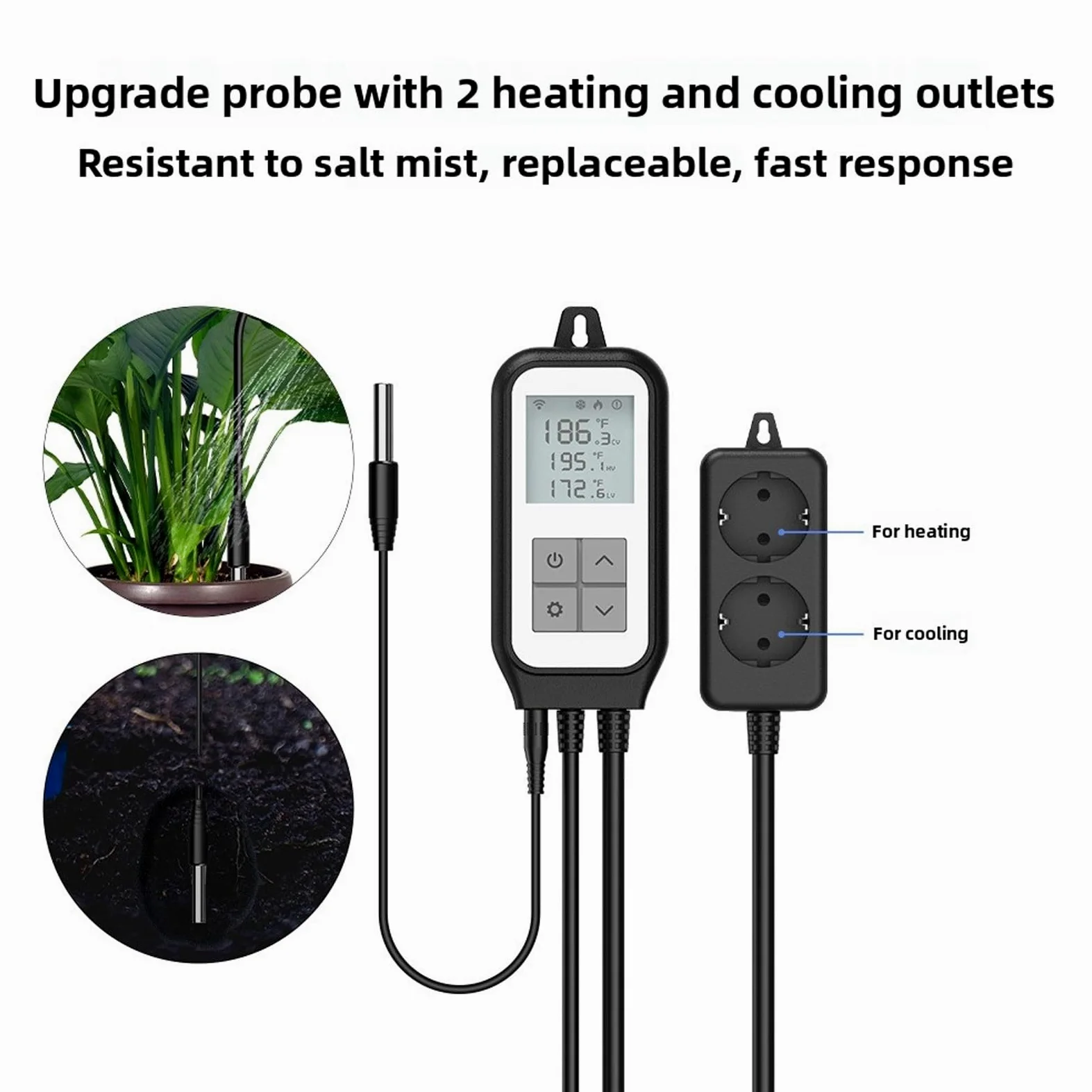Uscita Termostato Digitale con Telecomando APP e Sonda Impermeabile per Incubazione, Adatta a Condizioni Meteorologiche Estreme (Spina UE 220-250 V)