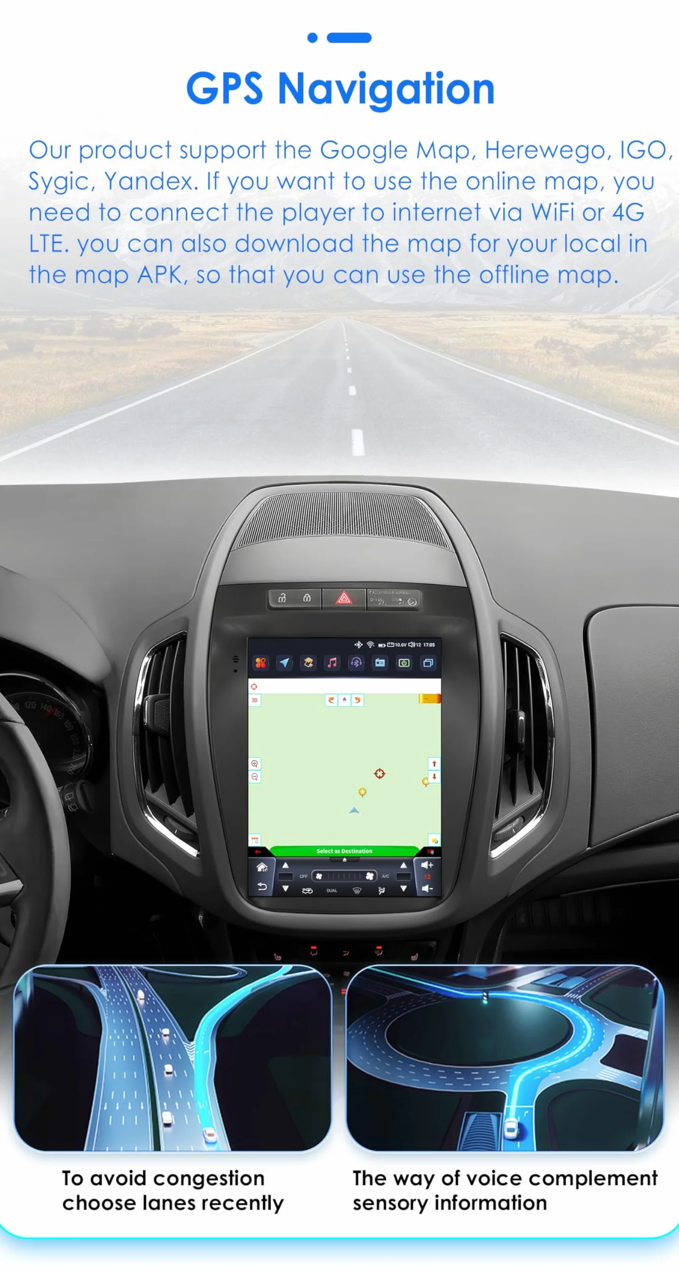 Android 14 Autoradio 9.7 pollici Touchscreen 8 core 4 GB + 32 GB per Opel Zafira C/Vauxhall Zafira C 2010-2016 WiFi Wireless Android Auto & Wireless Carplay Bluetooth WiFi 4G GPS RDS AM/FM