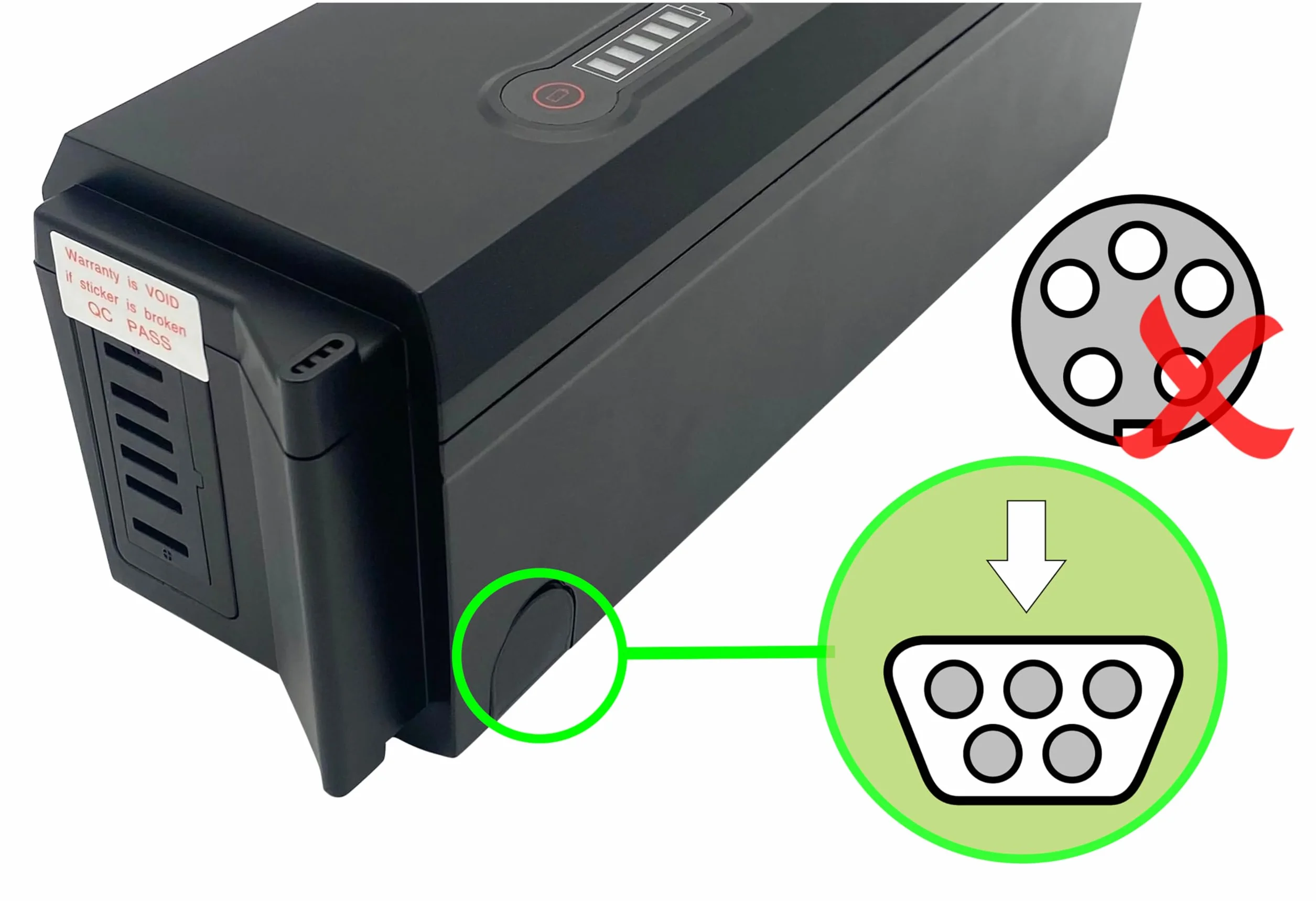 PowerSmart® Caricatore trapezoidale da 2 A, 5 pin, 42 V, compatibile con batterie al litio Joycube, Phylion 36 V