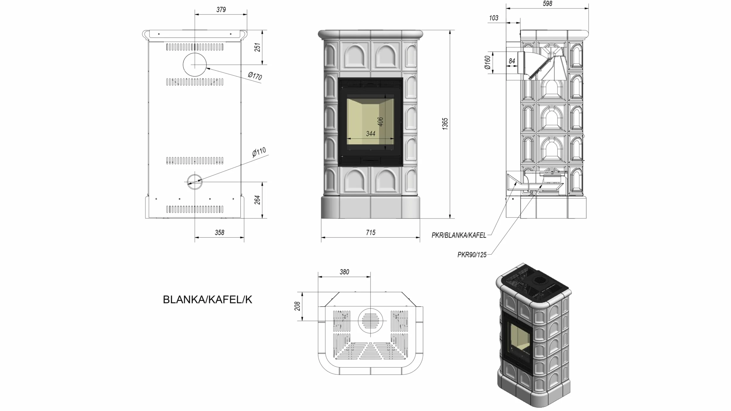 KRATKI Inserto per camino in acciaio a legna BLANKA 8 kW Ø160 A Ecodesign | Acciaio nero, efficienza 78%, classe A. Ecodesign, BImSchV 2.; combustione efficiente; basse emissioni; calore uniforme